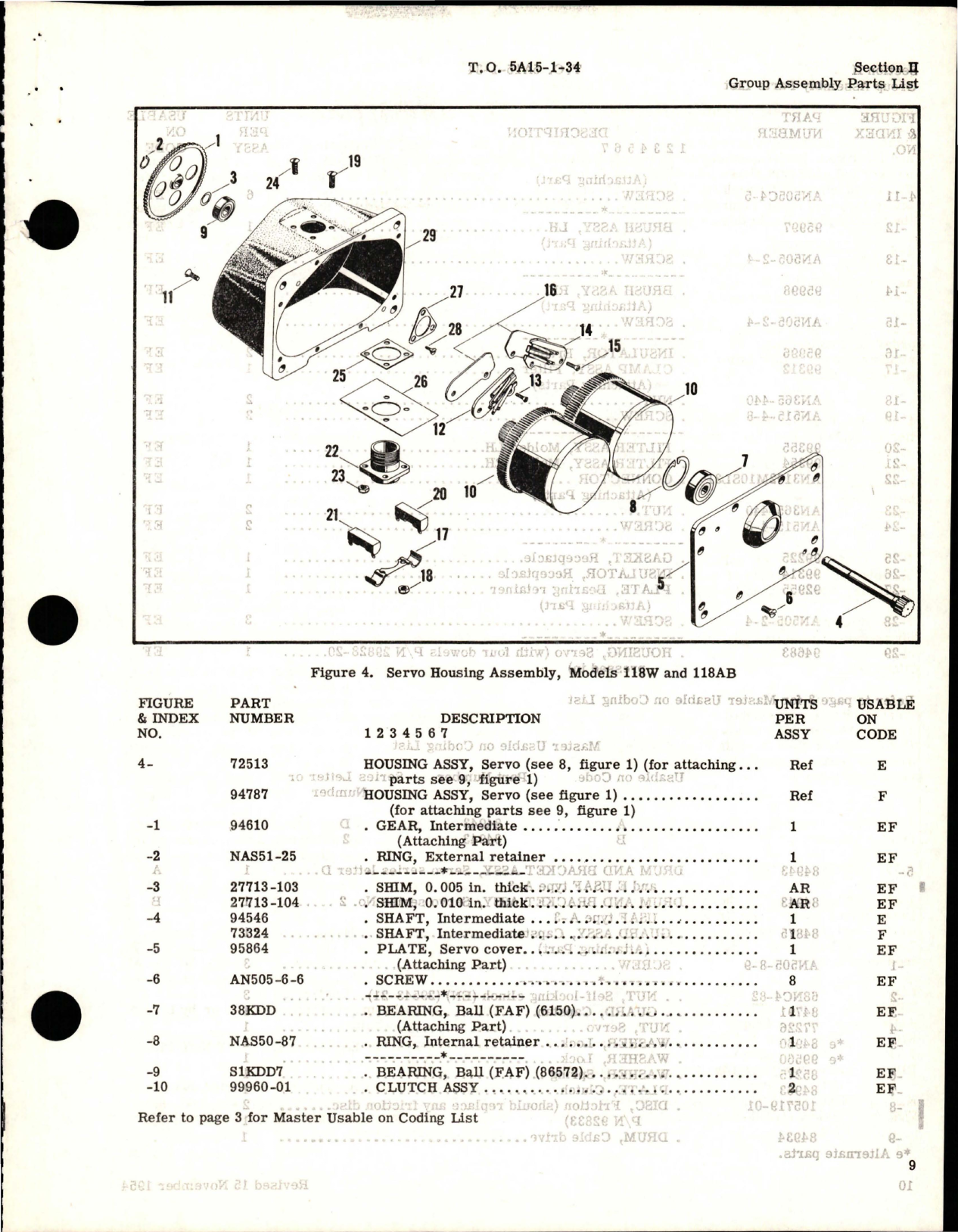 Sample page 5 from AirCorps Library document: Illustrated Parts for Servo Motor & Drive Assembly, Servo Drum and Bracket Assembly, and Follow-Up Control Assembly