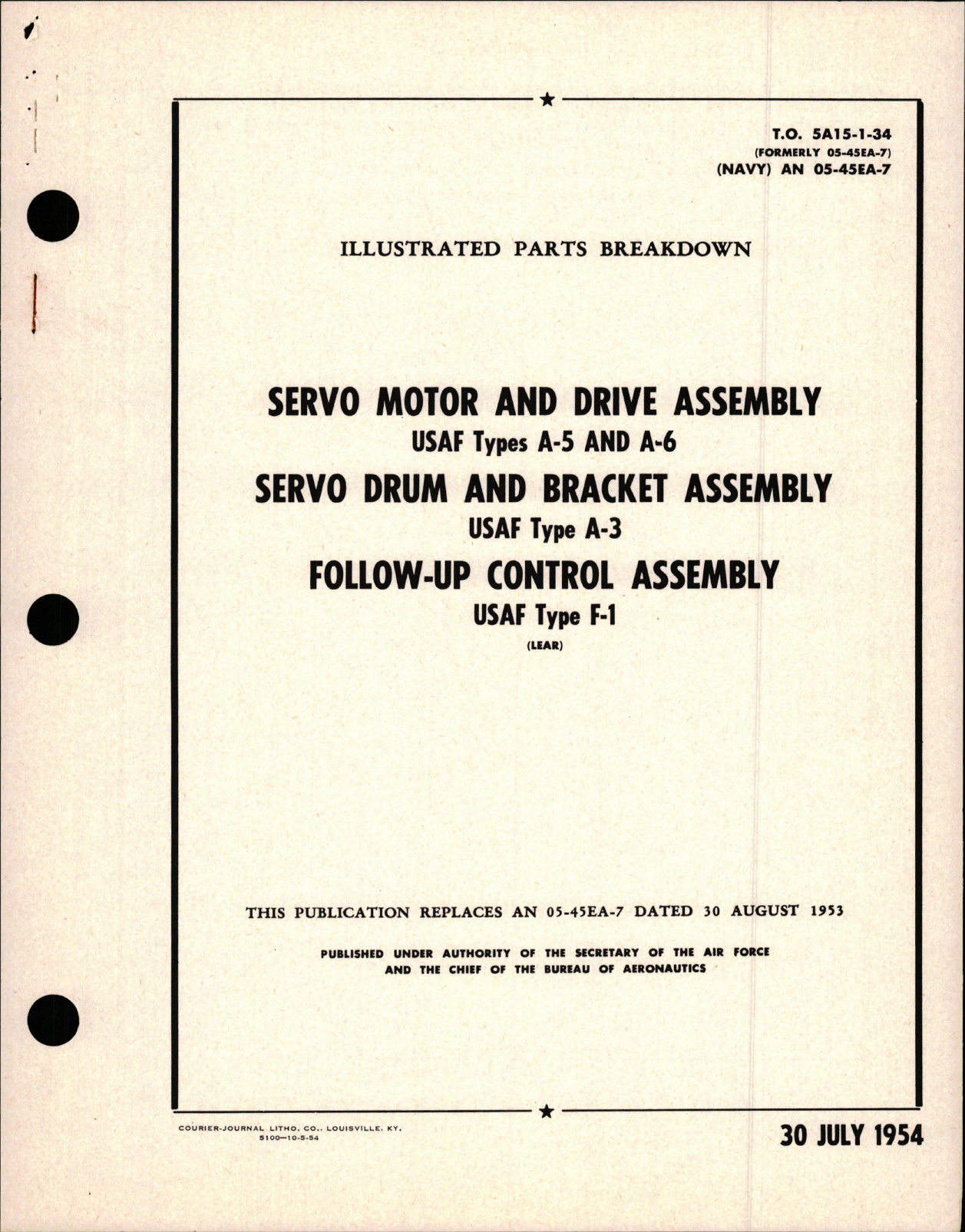 Sample page 1 from AirCorps Library document: Illustrated Parts for Servo Motor and Drive Assembly, Servo Drum and Bracket Assembly, Follow-Up Control Assembly 