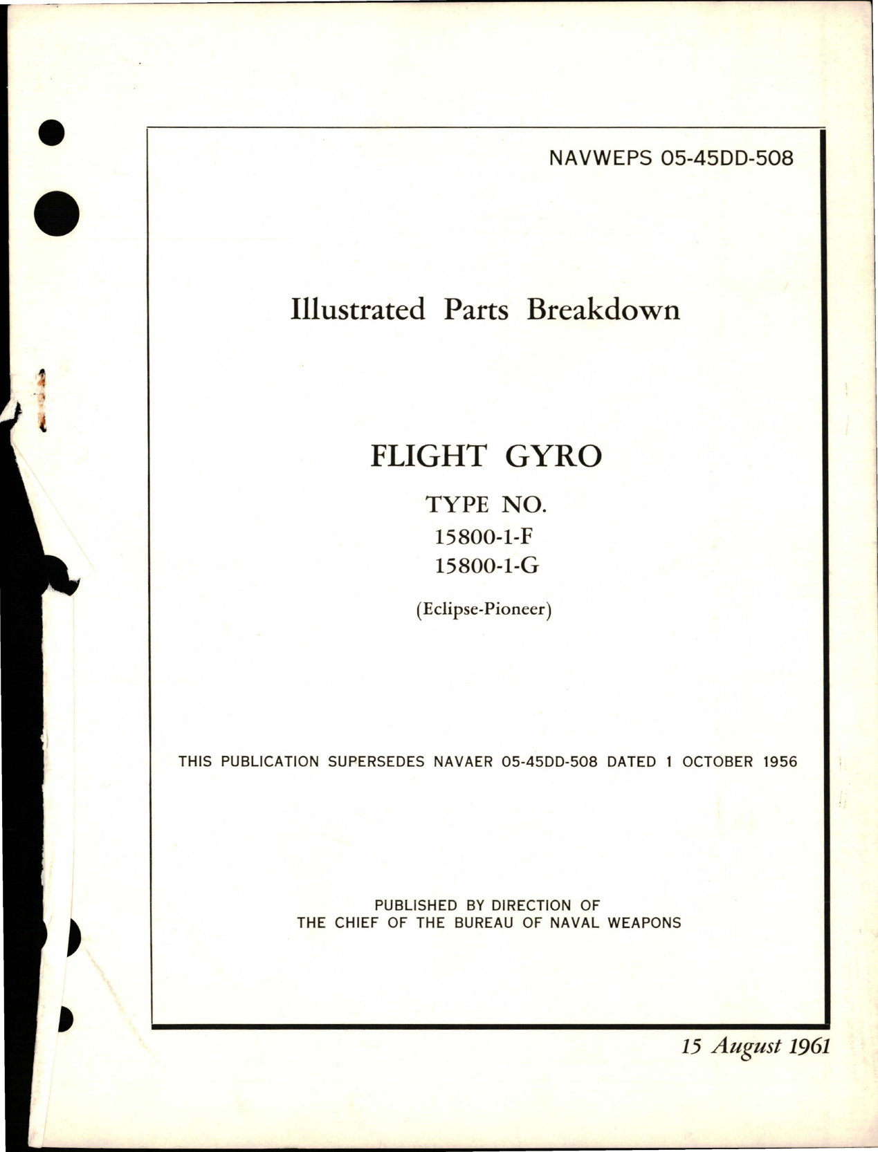 Sample page 1 from AirCorps Library document: Illustrated Parts Breakdown for Flight Gyro - Type 15800-1-F and 15800-1-G