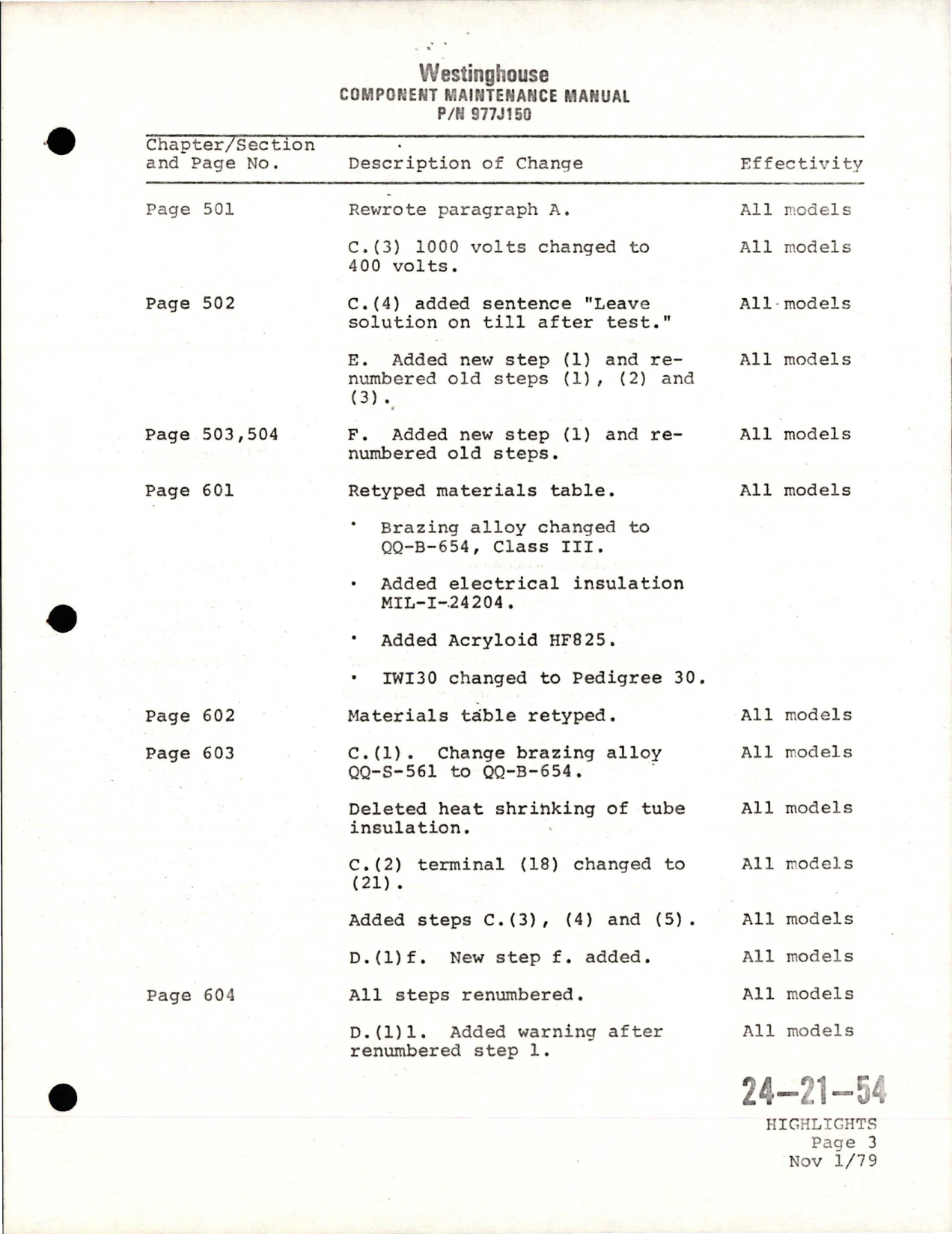 Sample page 5 from AirCorps Library document: Maintenance Manual with Illustrated Parts List for AC Generator - Parts 977J150-1, 977J150-2, 977J150-3, and 977J150-4 