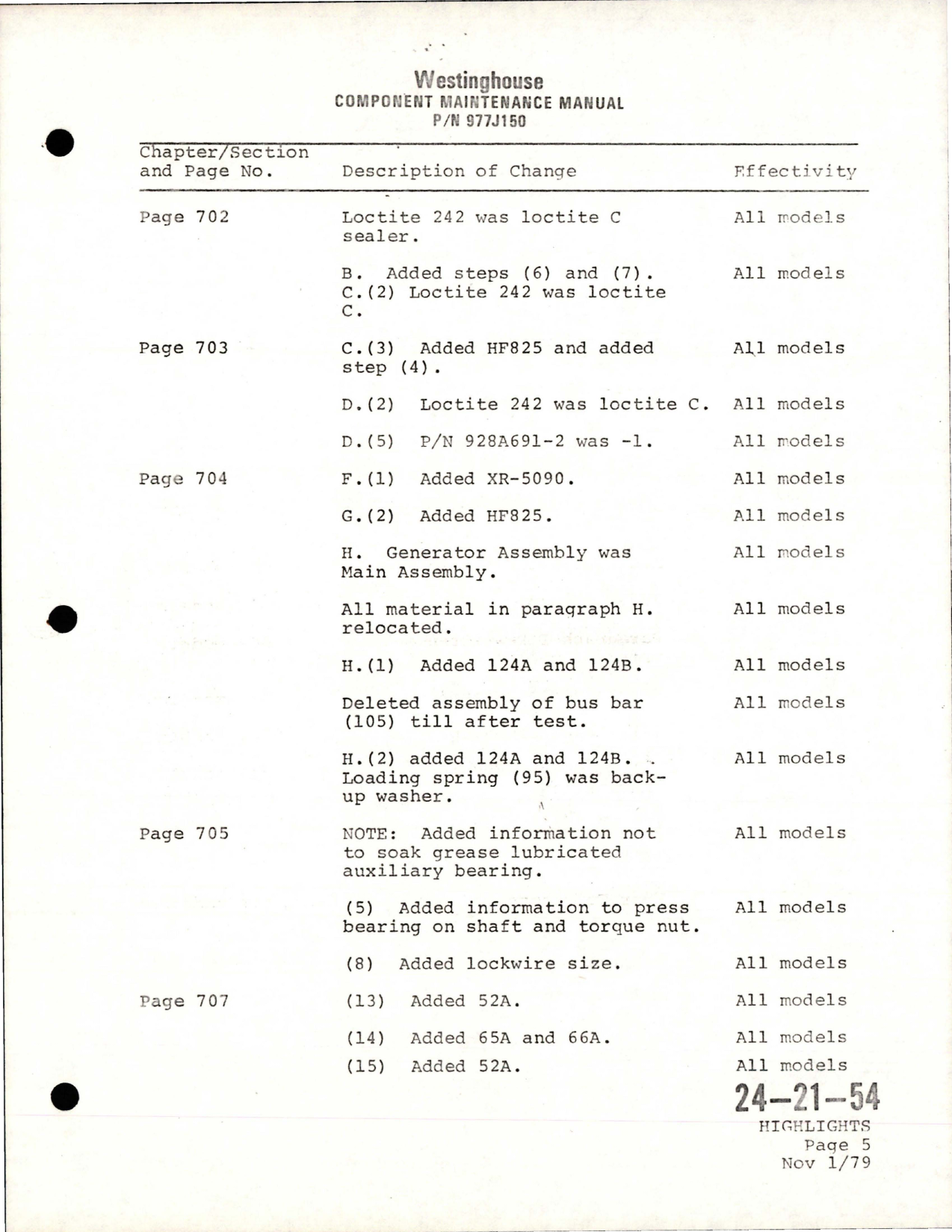 Sample page 7 from AirCorps Library document: Maintenance Manual with Illustrated Parts List for AC Generator - Parts 977J150-1, 977J150-2, 977J150-3, and 977J150-4 