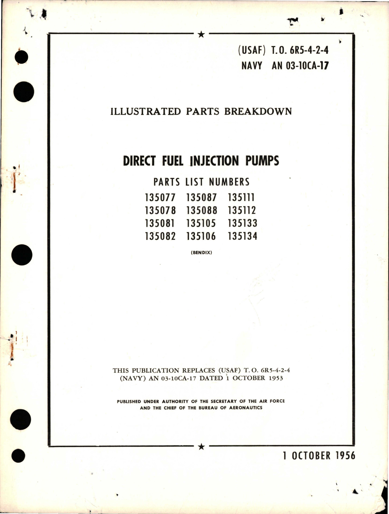 Sample page 1 from AirCorps Library document: Illustrated Parts Breakdown for Direct Fuel Injection Pumps