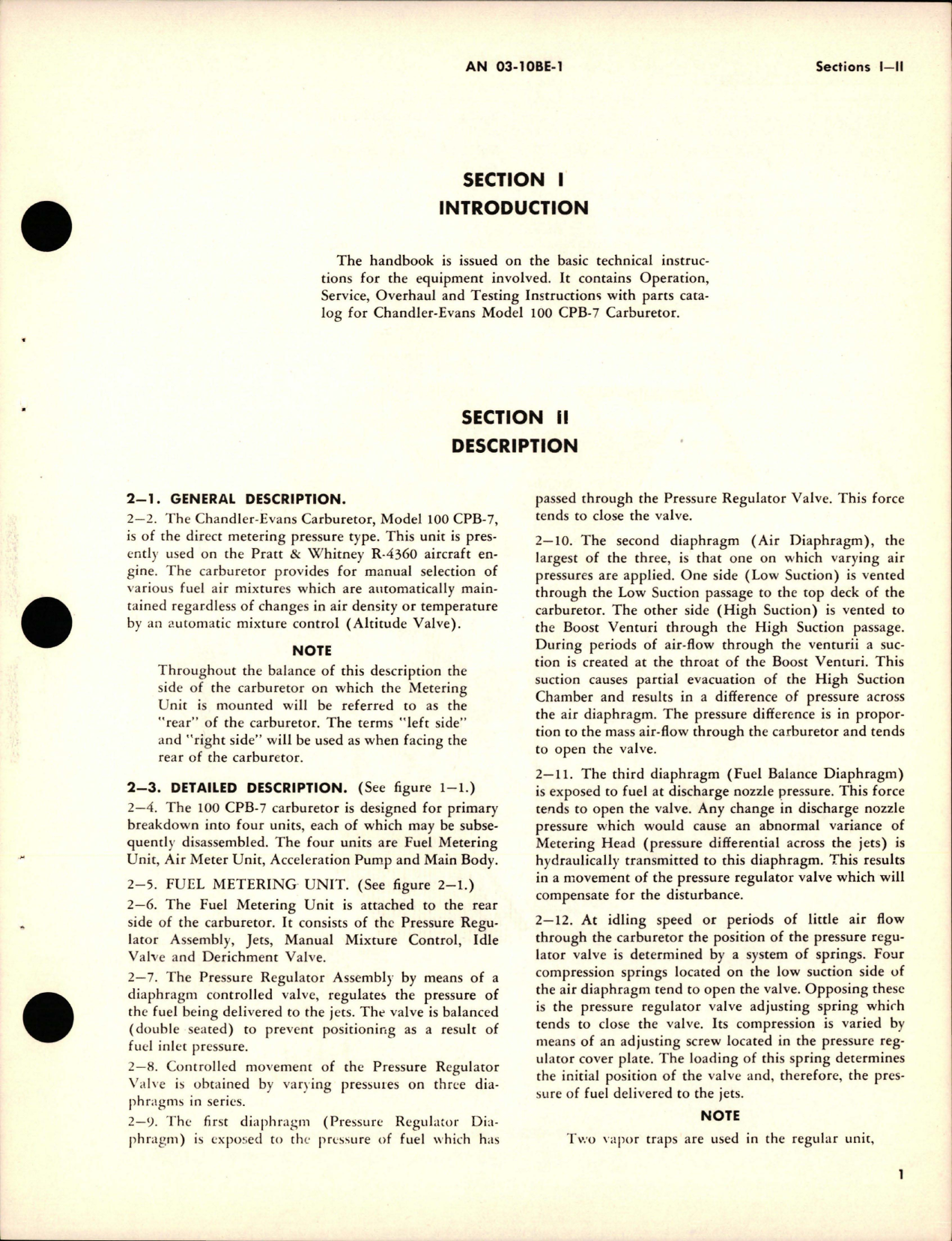 Sample page 7 from AirCorps Library document: Operation, Service, Overhaul Instructions with Parts Catalog for Carburetors - Model 100CPB-7 