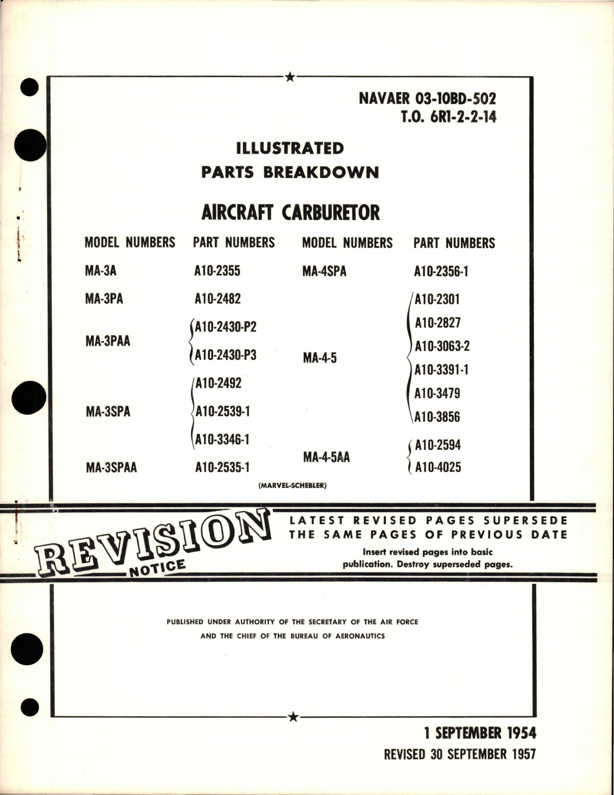 Sample page 1 from AirCorps Library document: Illustrated Parts Breakdown for Aircraft Carburetor