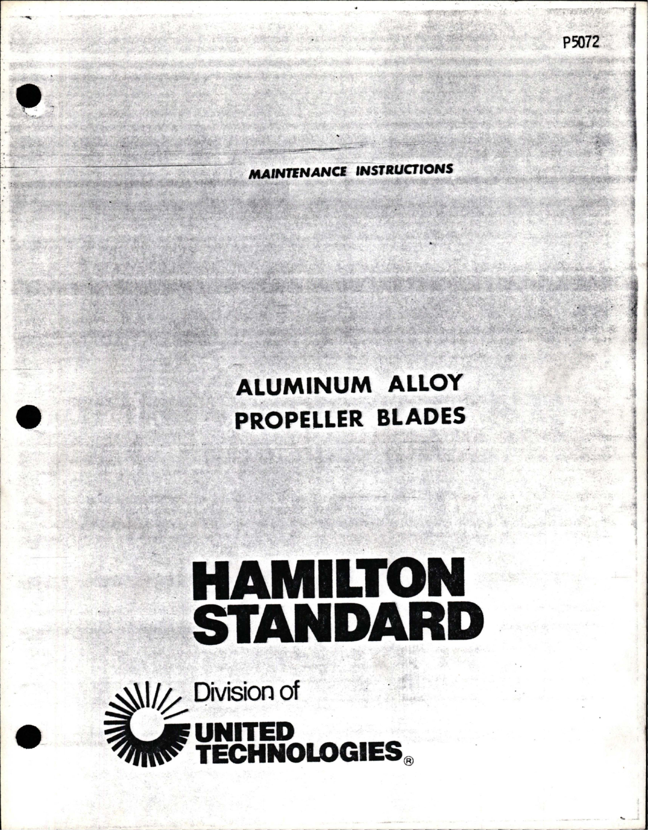 Sample page 1 from AirCorps Library document: Maintenance Instructions for Aluminum Alloy Propeller Blades