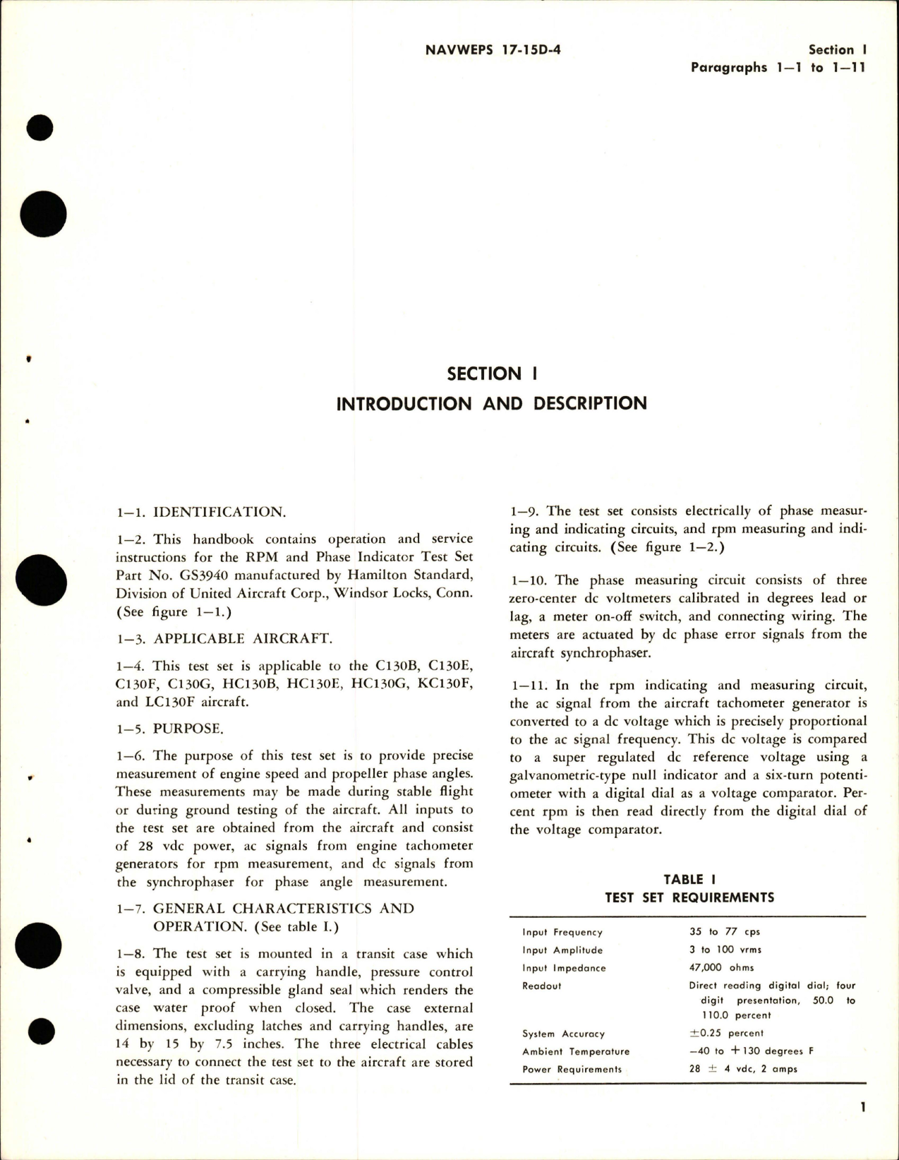 Sample page 5 from AirCorps Library document: Operation, Service Instructions with Parts for RPM and Phase Indicator Test Set - GS3940