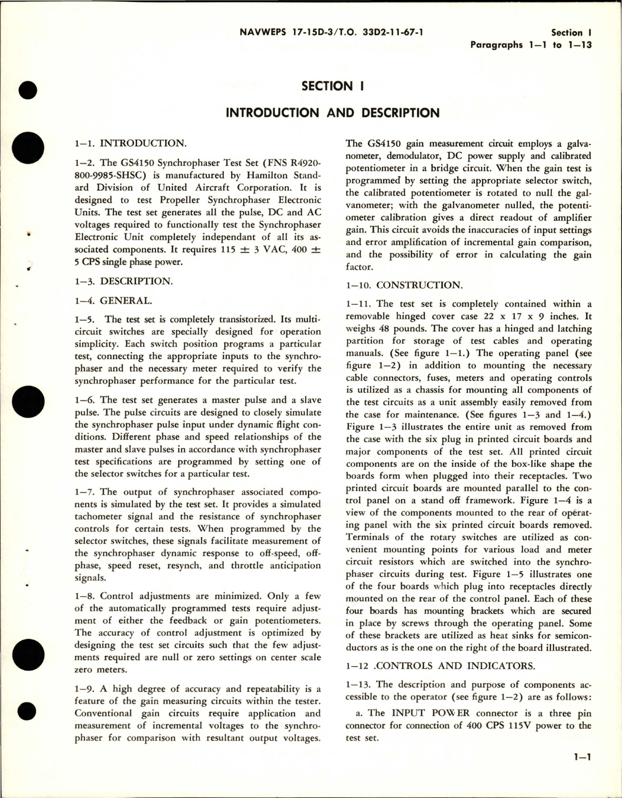 Sample page 5 from AirCorps Library document: Operation, Service Instructions with Illustrated Parts Breakdown for Synchrophaser Test Set - Part GS4150 