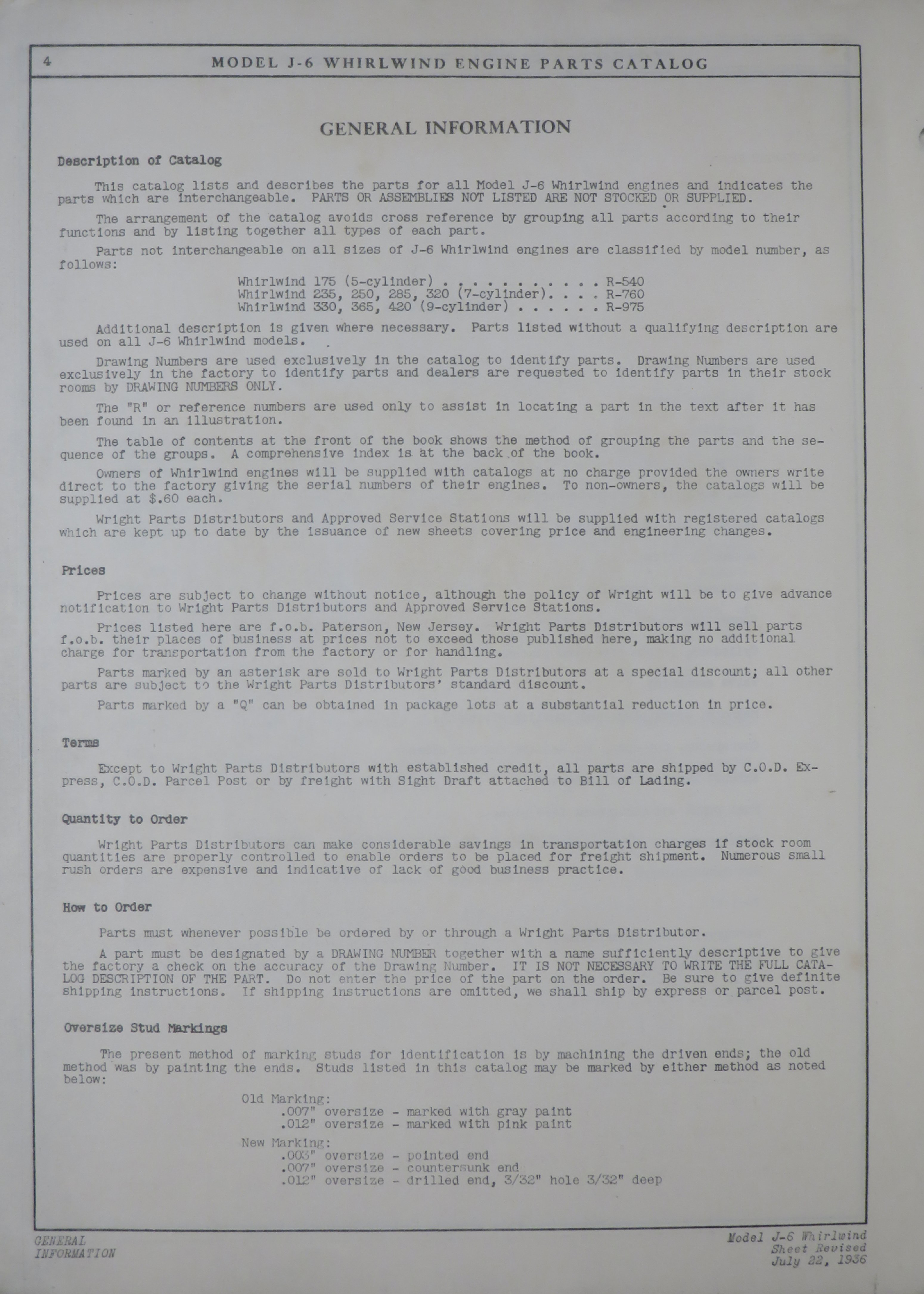 Sample page 6 from AirCorps Library document: Parts Catalog for Wright Whirlwind J-6 Series Engines