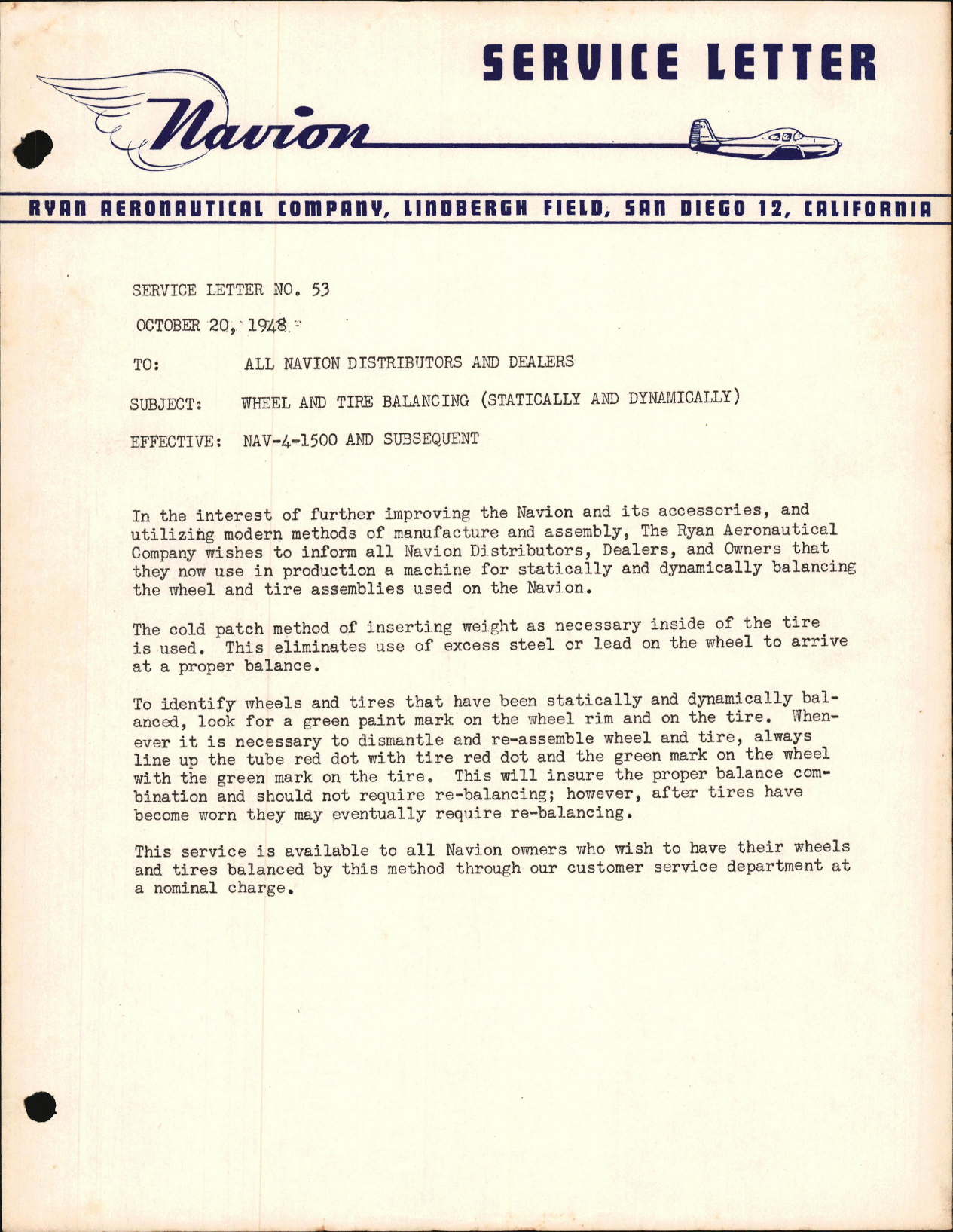 Sample page 1 from AirCorps Library document: Wheel and Tire Balancing (Statically and Dynamically)