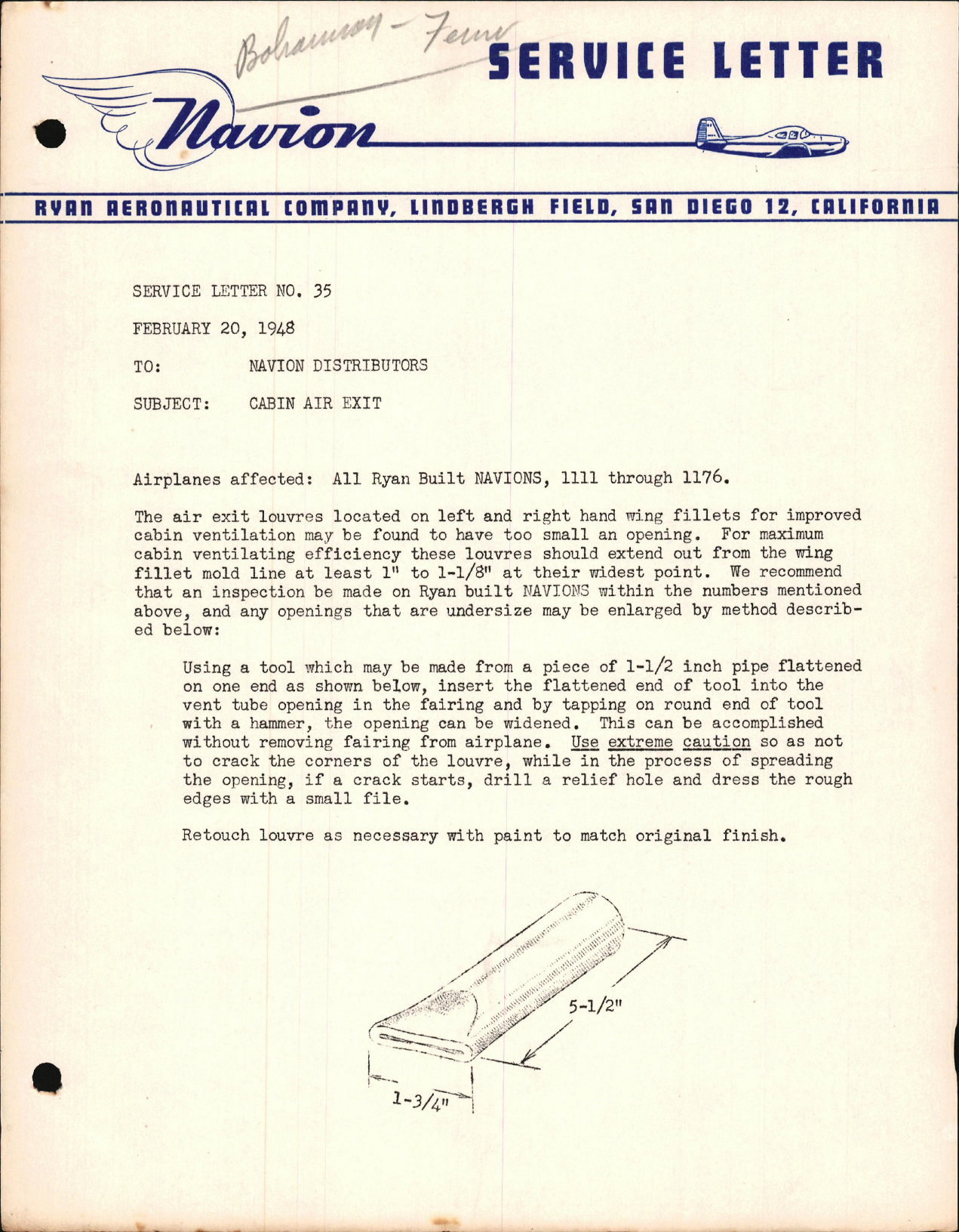 Sample page 1 from AirCorps Library document: Cabin Air Exit