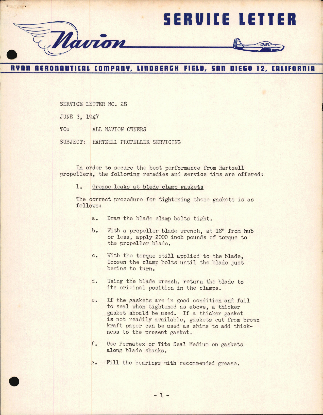 Sample page 1 from AirCorps Library document: Hartzell Propeller Servicing