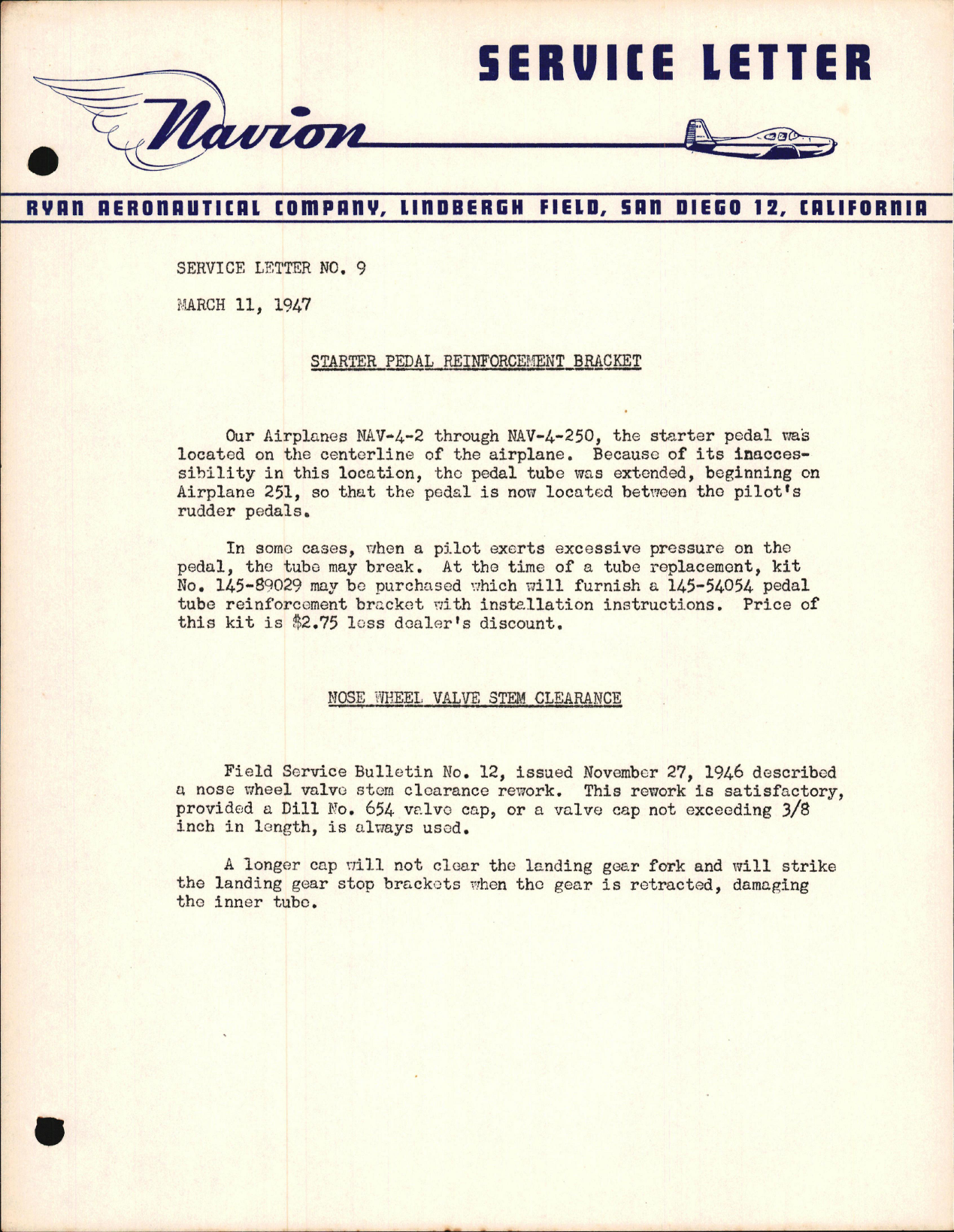 Sample page 1 from AirCorps Library document: Starter Pedal Reinforcement Bracket