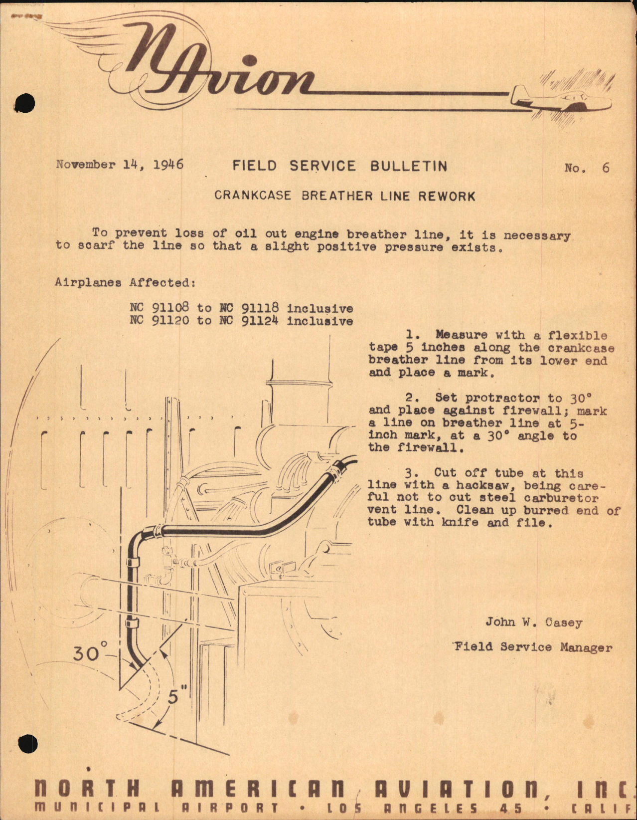 Sample page 1 from AirCorps Library document: Crankcase Breather Line Rework