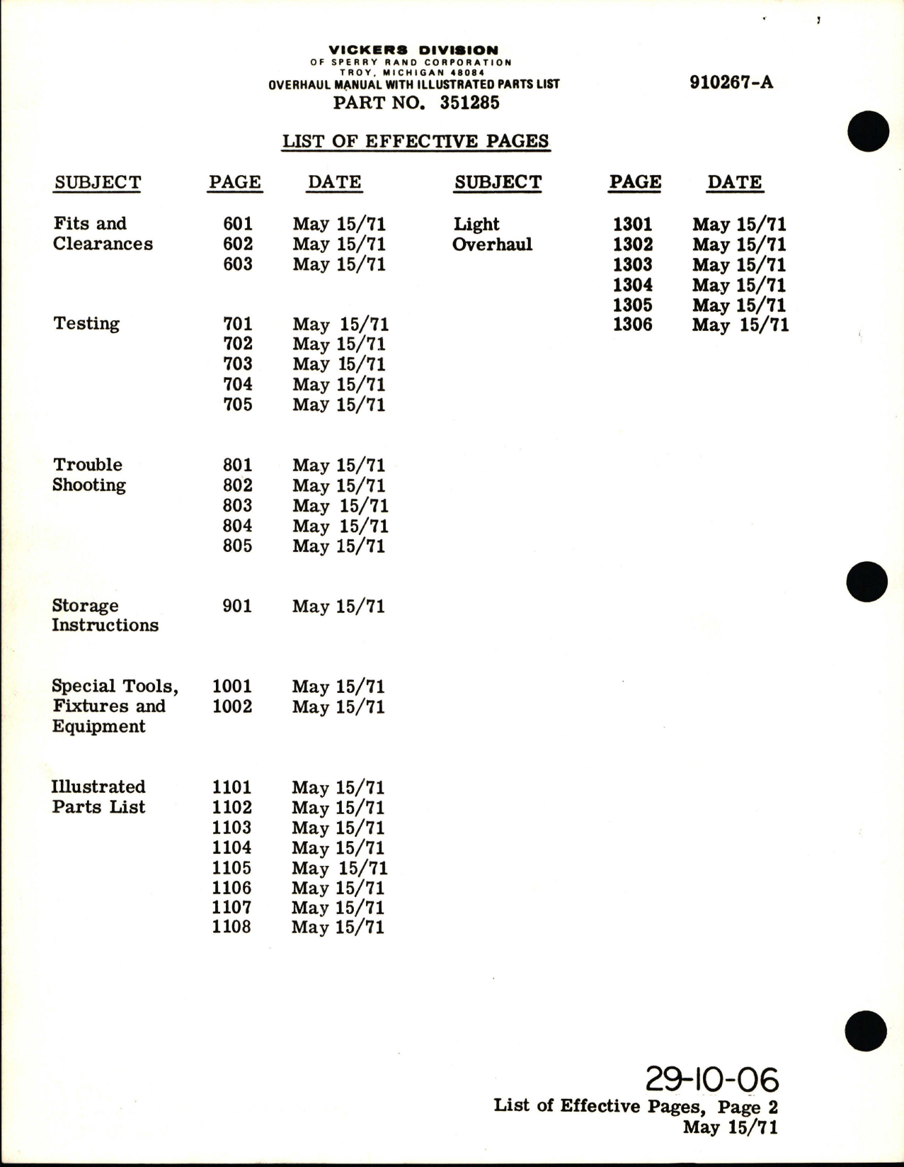 Sample page 8 from AirCorps Library document: Overhaul with Illustrated Parts List for Variable Displacement Hydraulic Pump - Part 351285 - Model PV3-022-8A
