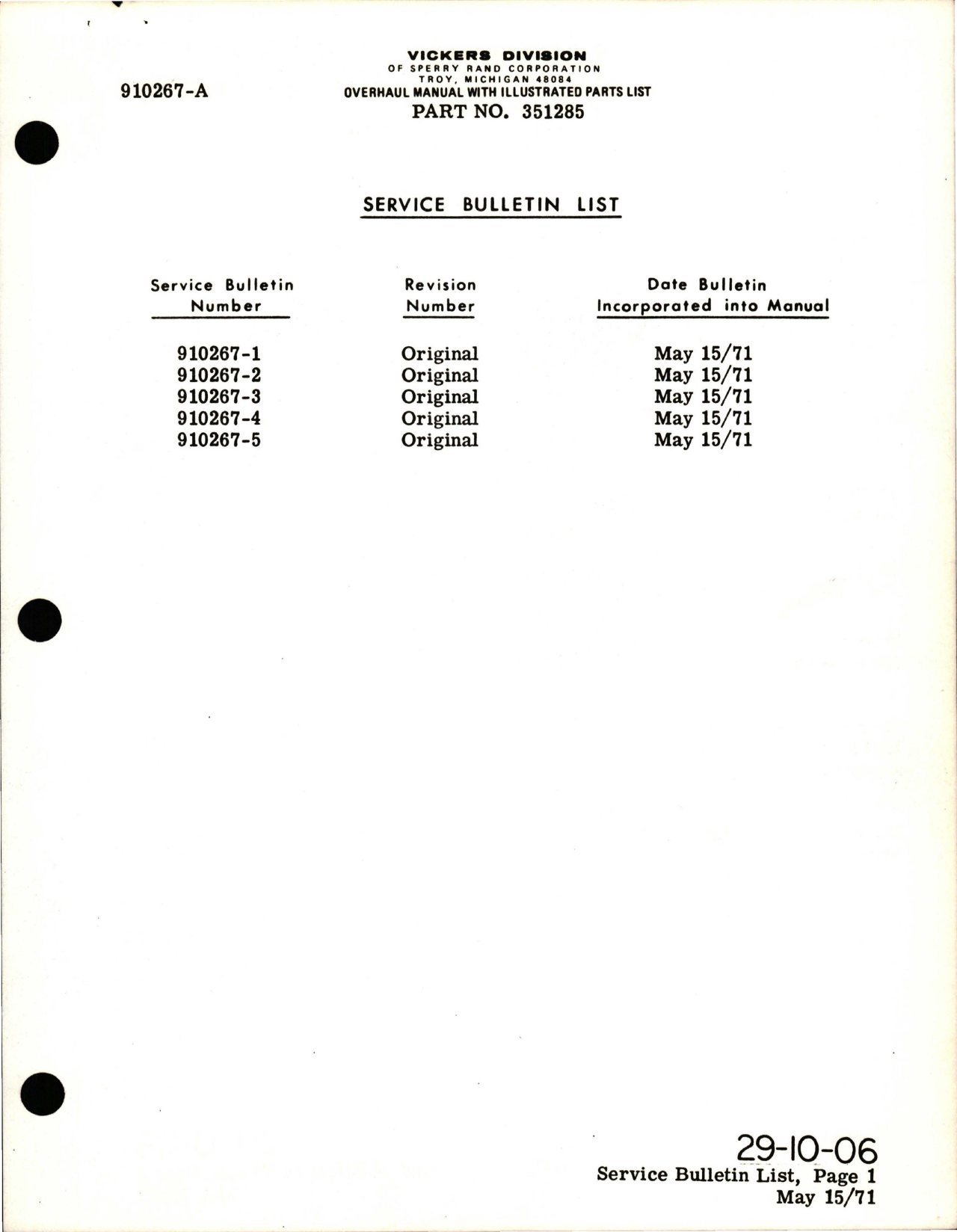 Sample page 9 from AirCorps Library document: Overhaul with Illustrated Parts List for Variable Displacement Hydraulic Pump - Part 351285 - Model PV3-022-8A