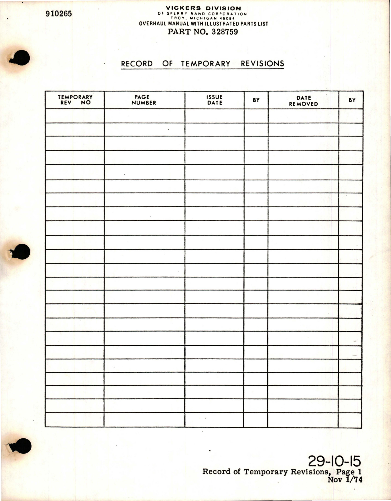 Sample page 5 from AirCorps Library document: Overhaul with Illustrated Parts List for Hydraulic Motorpump - Part 328759 - Model MPEV3-022-3A