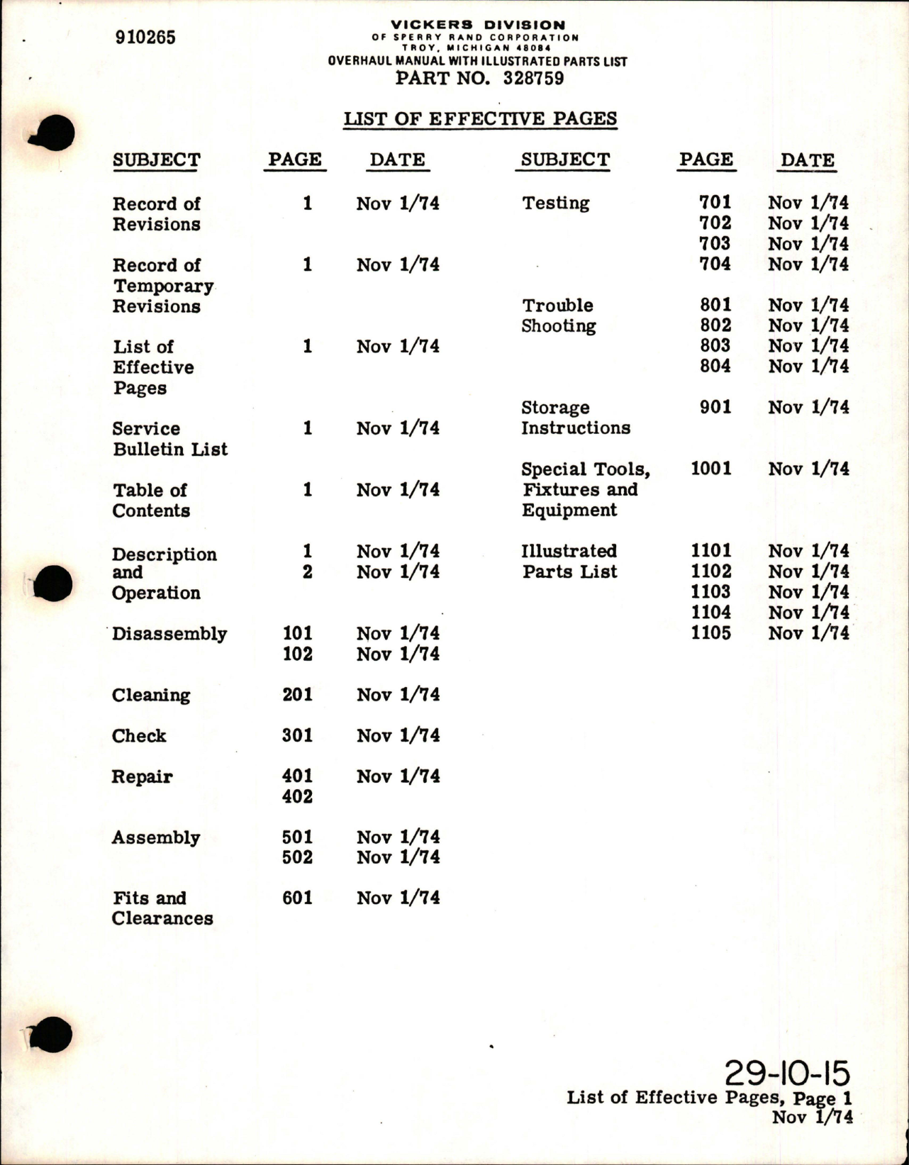 Sample page 7 from AirCorps Library document: Overhaul with Illustrated Parts List for Hydraulic Motorpump - Part 328759 - Model MPEV3-022-3A