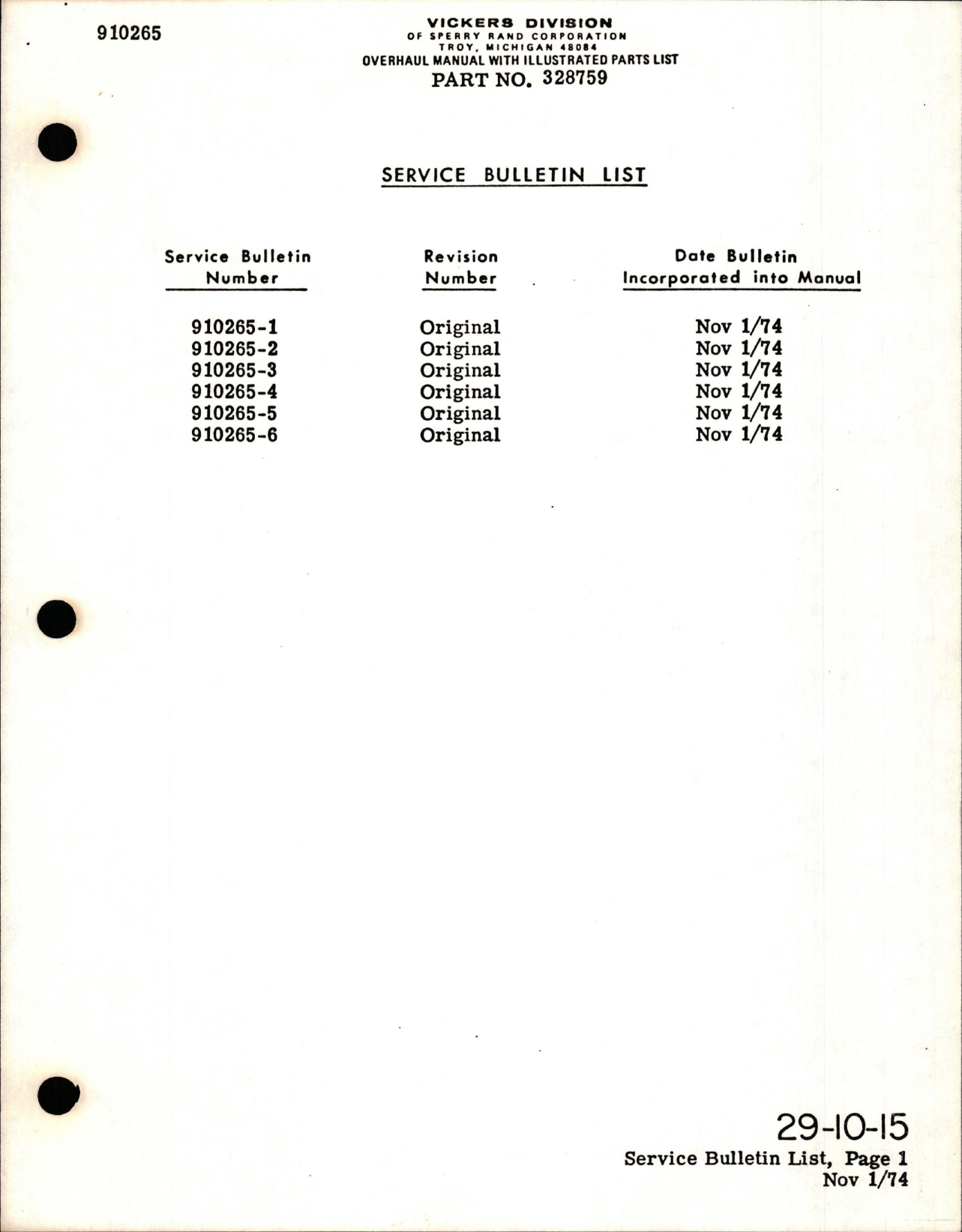 Sample page 9 from AirCorps Library document: Overhaul with Illustrated Parts List for Hydraulic Motorpump - Part 328759 - Model MPEV3-022-3A
