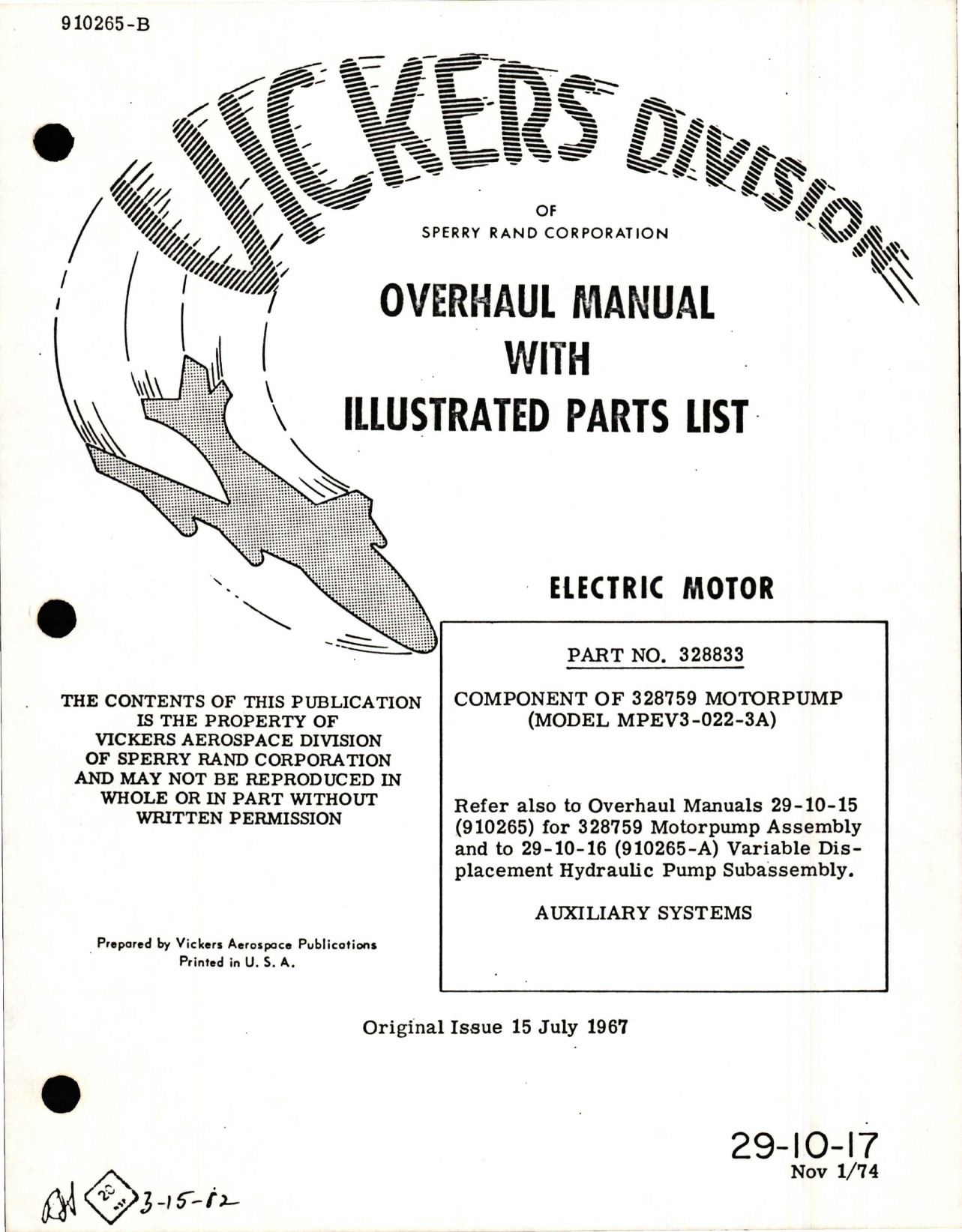 Sample page 1 from AirCorps Library document: Overhaul with Illustrated Parts List for Electric Motor - Part 328833