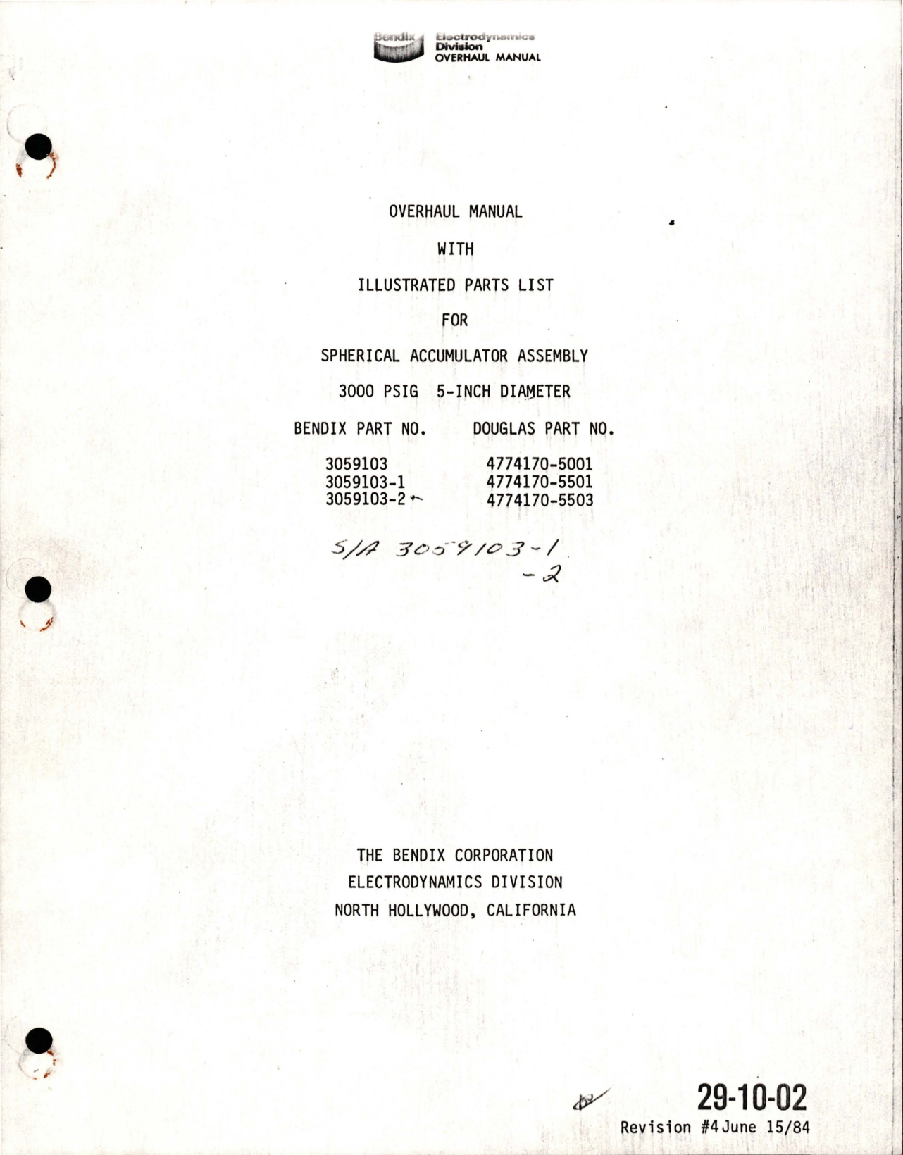 Sample page 1 from AirCorps Library document: Overhaul with Illustrated Parts List for Spherical Accumulator Assembly - 3000 PSIG - 5 inch Diameter