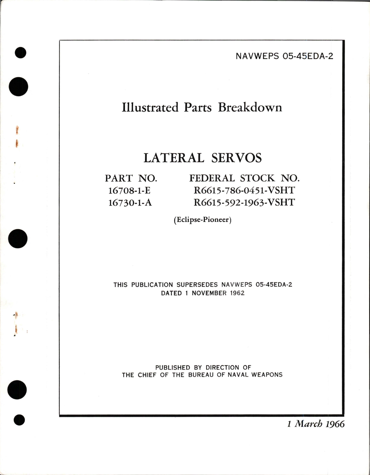 Sample page 1 from AirCorps Library document: Illustrated Parts Breakdown for Lateral Servos - Parts 16708-1-E and 16730-1-A 