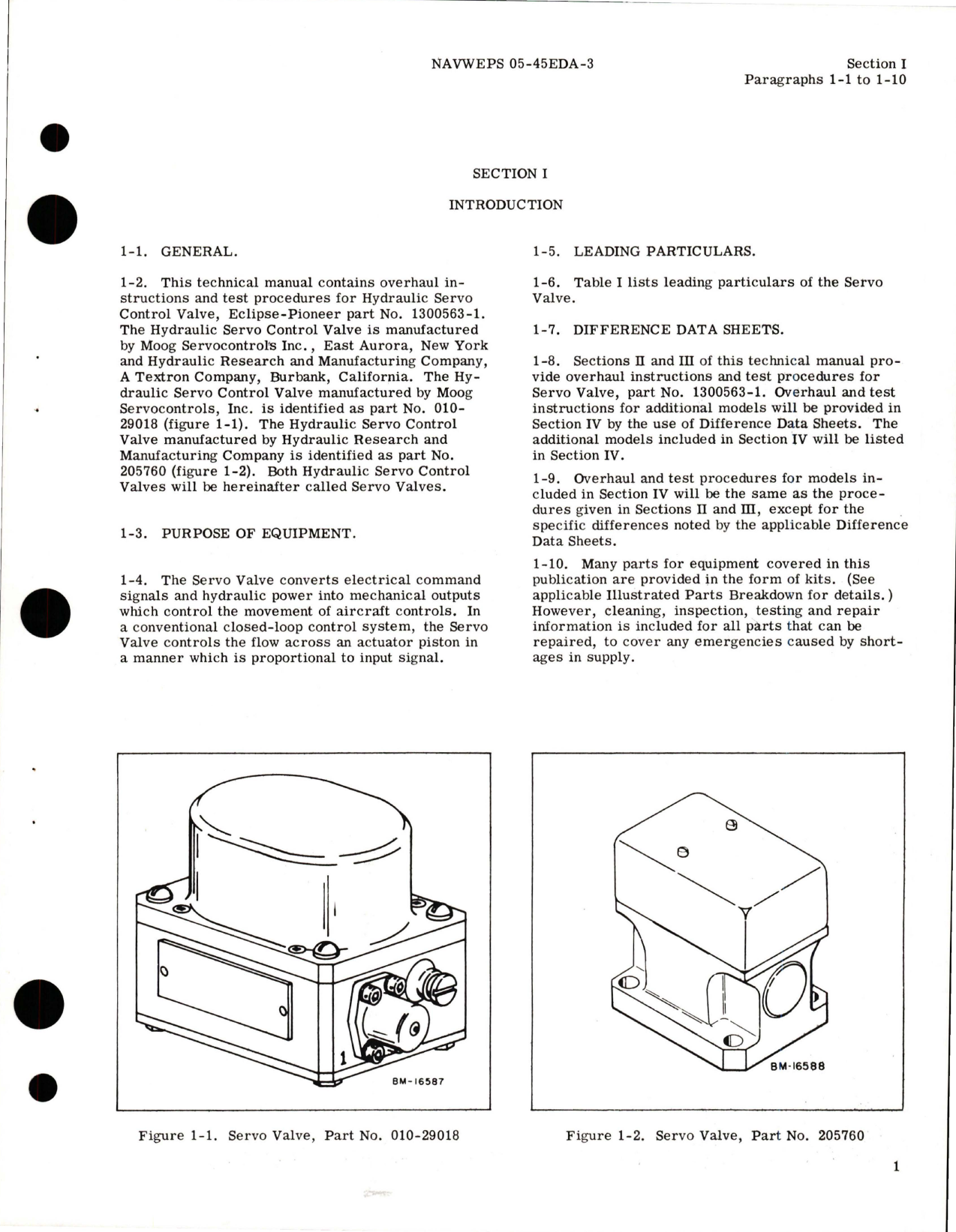 Sample page 5 from AirCorps Library document: Overhaul Instructions for Hydraulic Servo Control Valve - Part 1300563-1 
