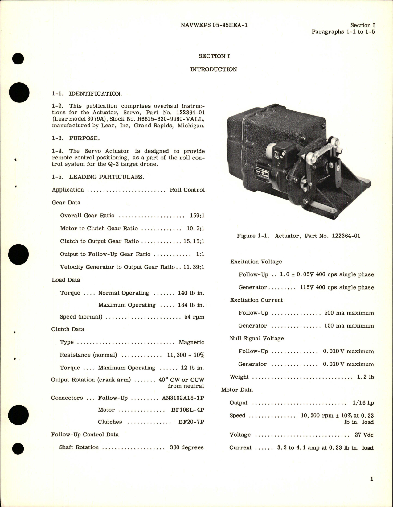 Sample page 5 from AirCorps Library document: Overhaul Instructions for Servo Actuator - Part 122364-01
