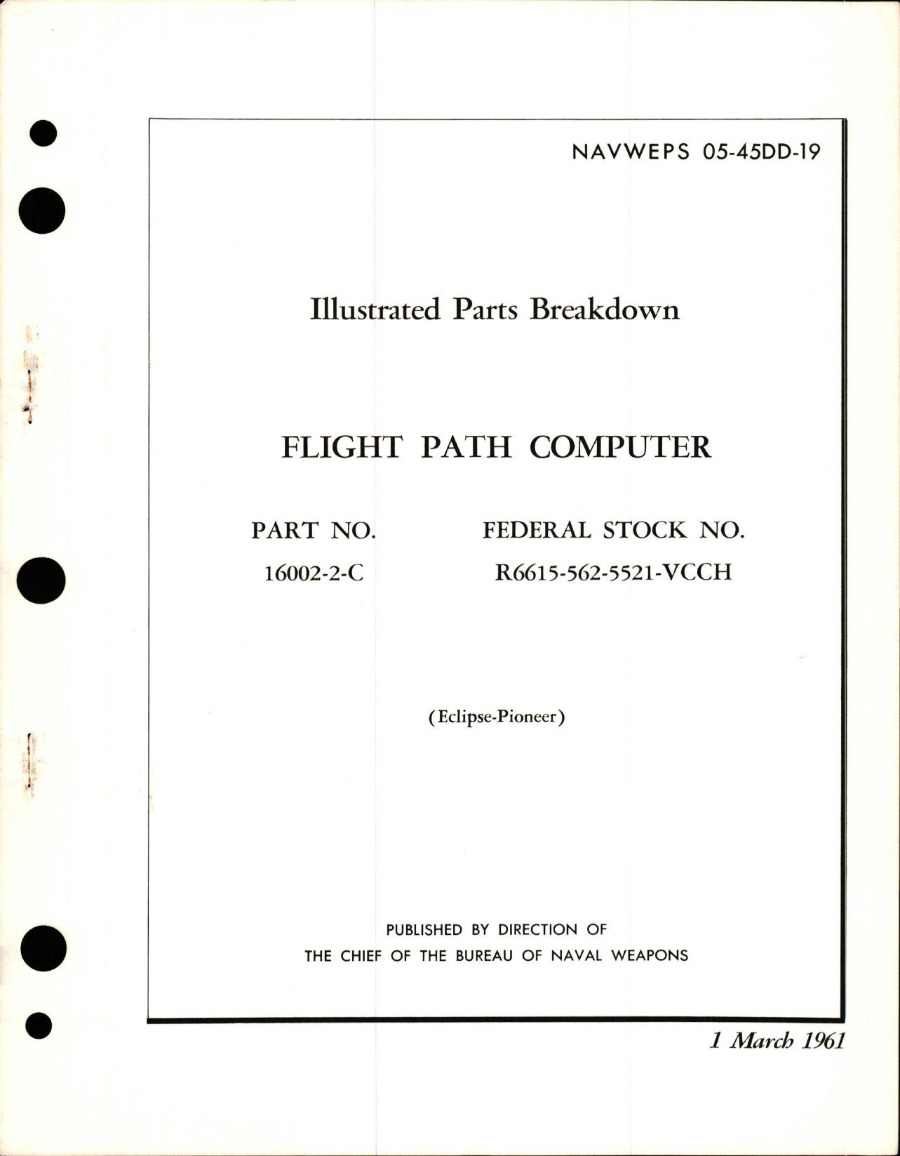 Sample page 1 from AirCorps Library document: Illustrated Parts Breakdown for Flight Path Computer - Part 16002-2-C