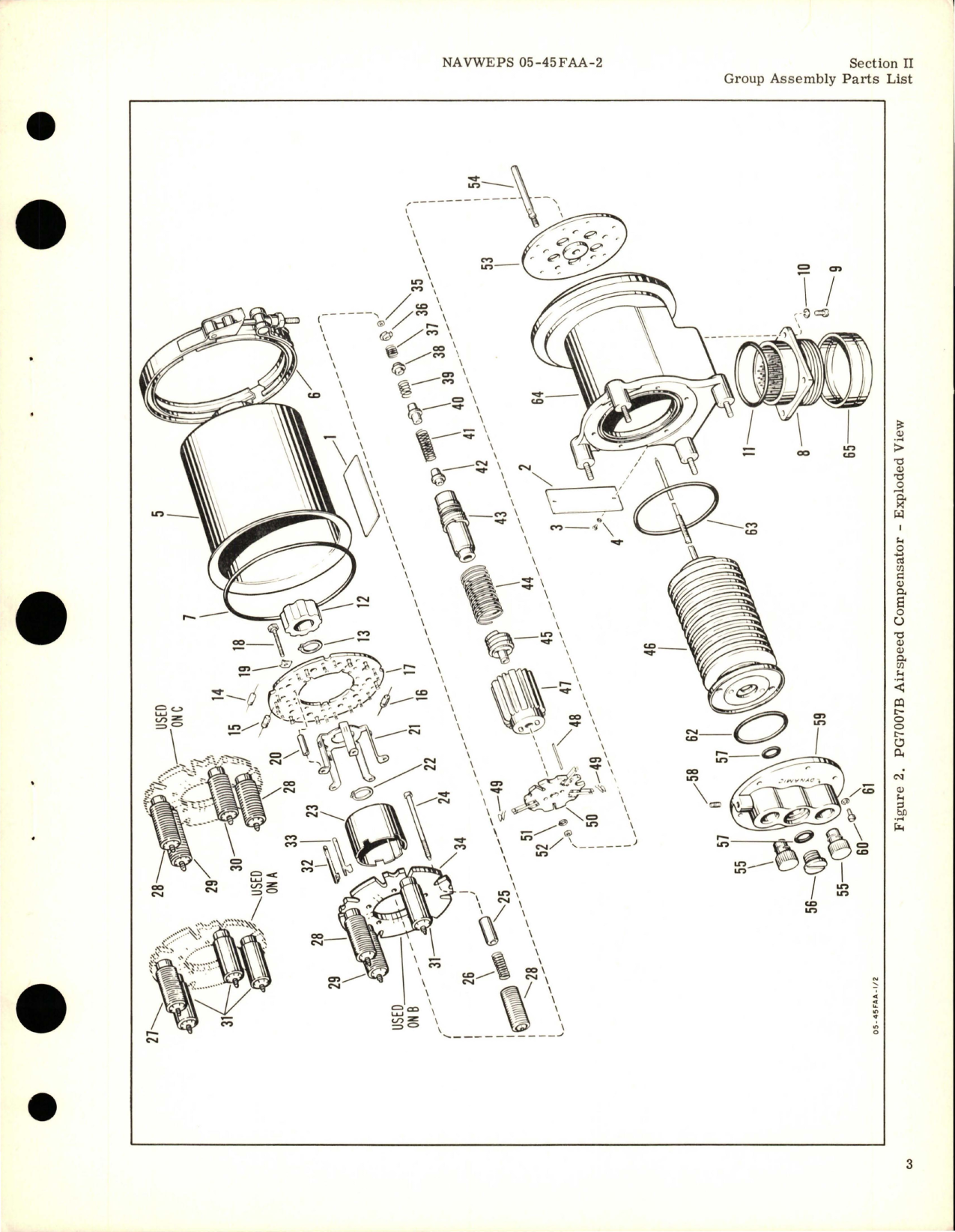 Sample page 5 from AirCorps Library document: Illustrated Parts Breakdown for Airspeed Compensator - PG7007B20, PG7007B23, and PG7007B24