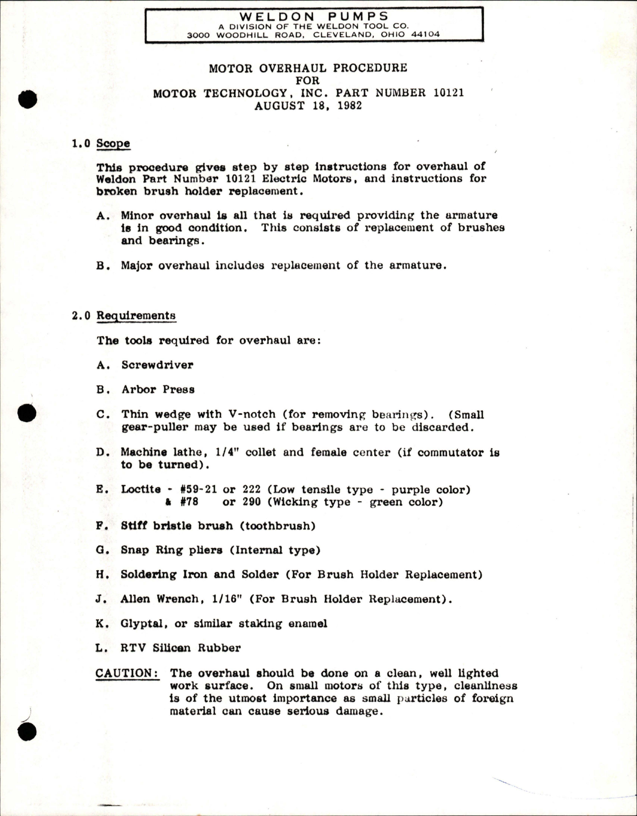 Sample page 1 from AirCorps Library document: Motor Overhaul Procedure Electric Motor - Part 10121 - Broken Brush Holder Replacement