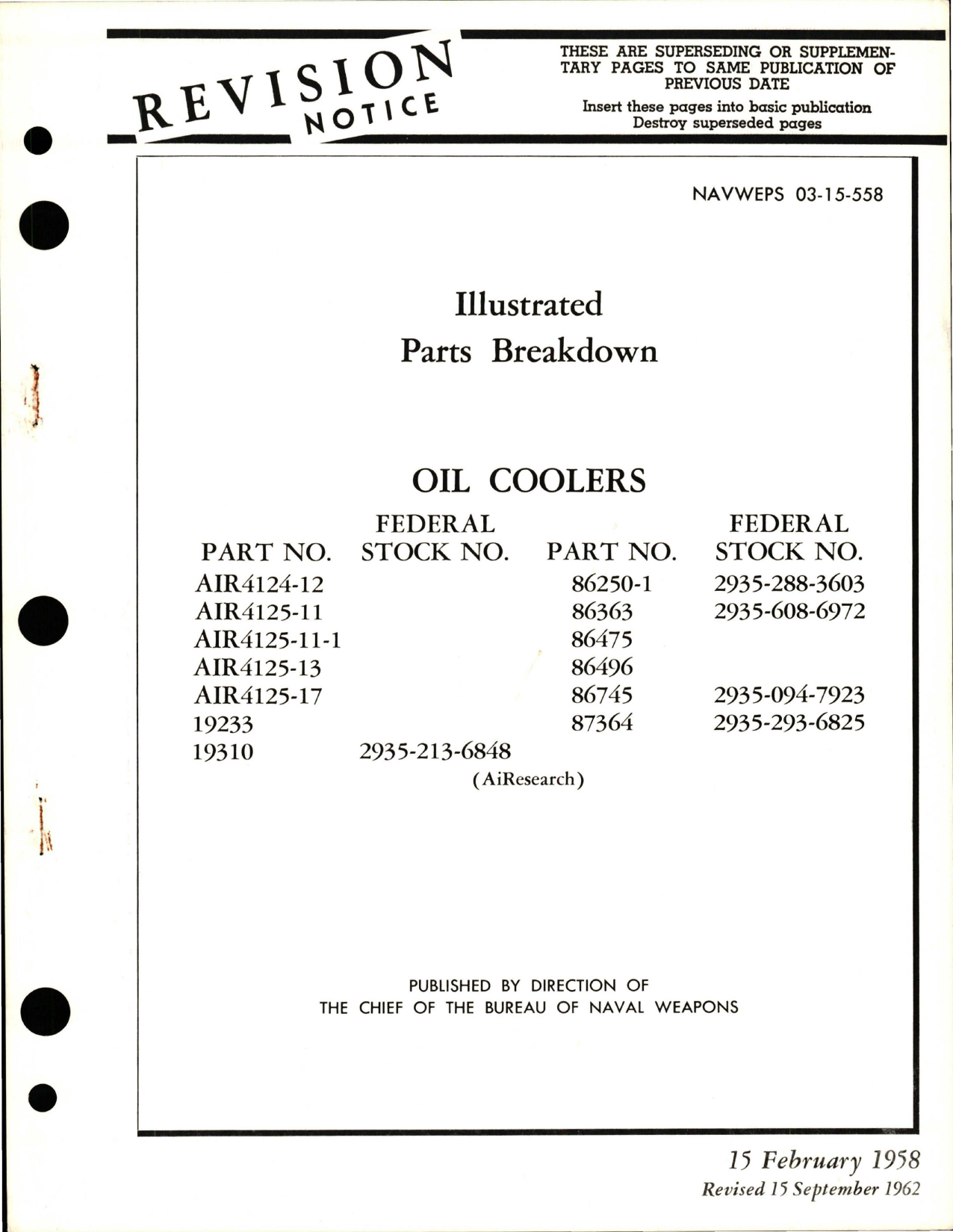 Sample page 1 from AirCorps Library document: Illustrated Parts Breakdown for Oil Coolers