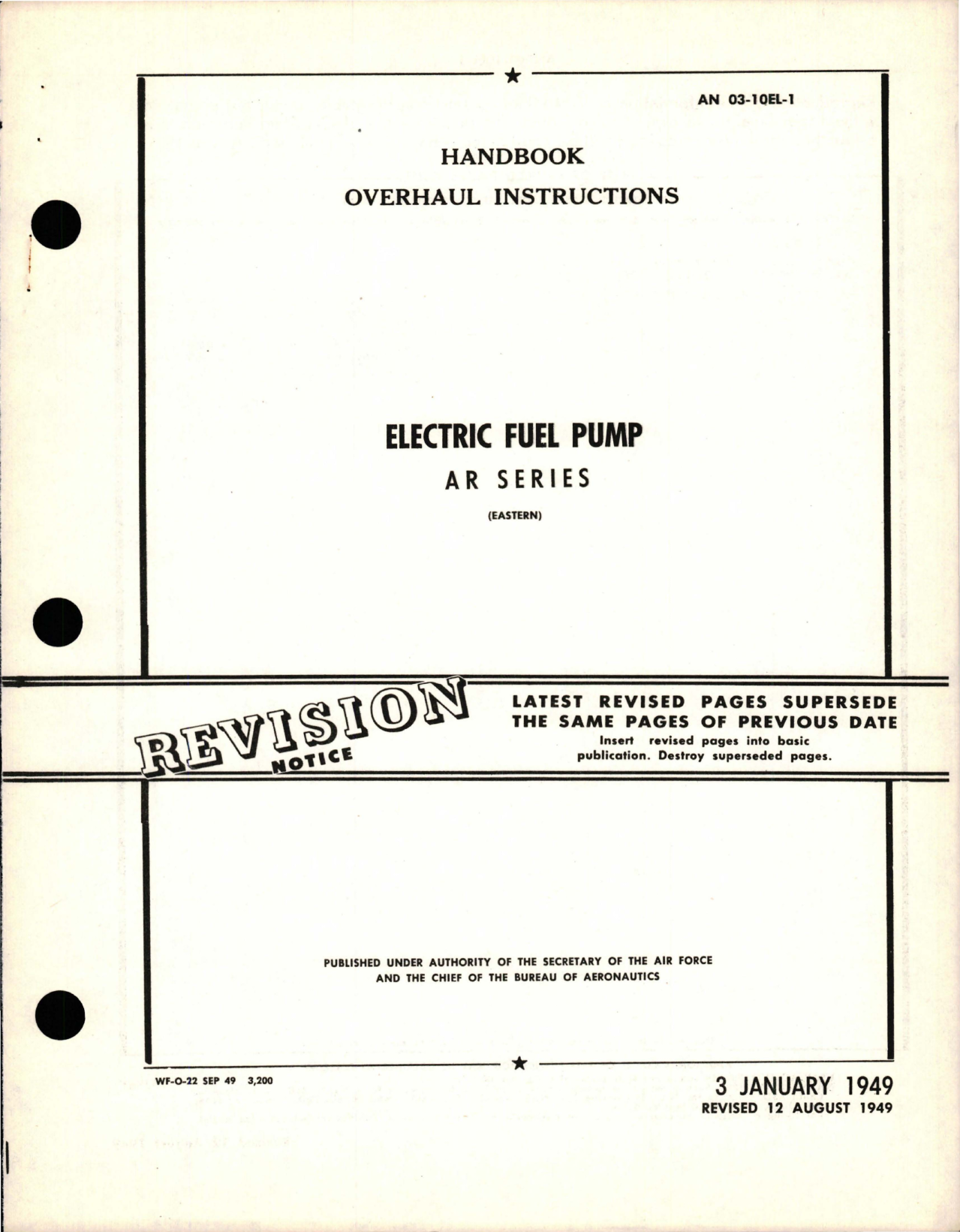 Sample page 1 from AirCorps Library document: Overhaul Instructions for Electric Fuel Pump - AR Series