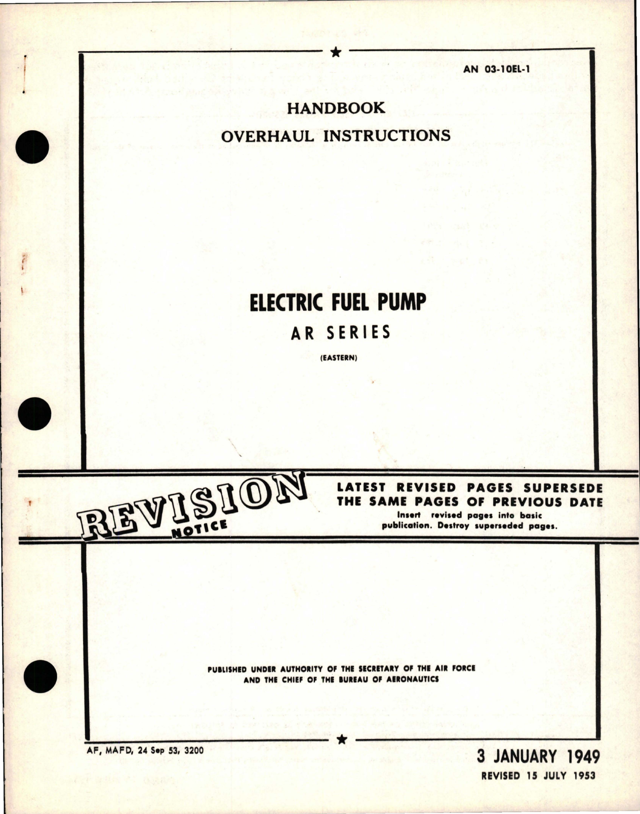 Sample page 1 from AirCorps Library document: Overhaul Instructions for Electric Fuel Pump - AR Series