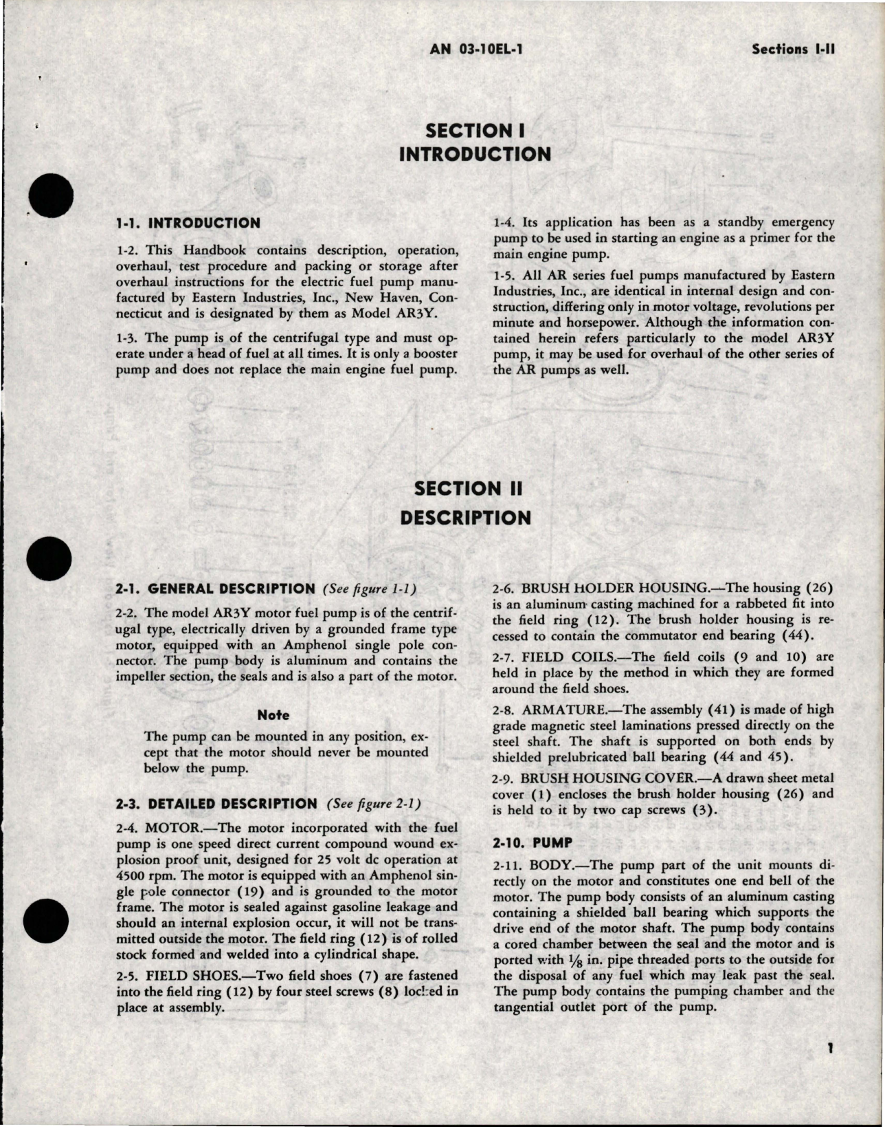 Sample page 5 from AirCorps Library document: Overhaul Instructions for Electric Fuel Pump - AR Series