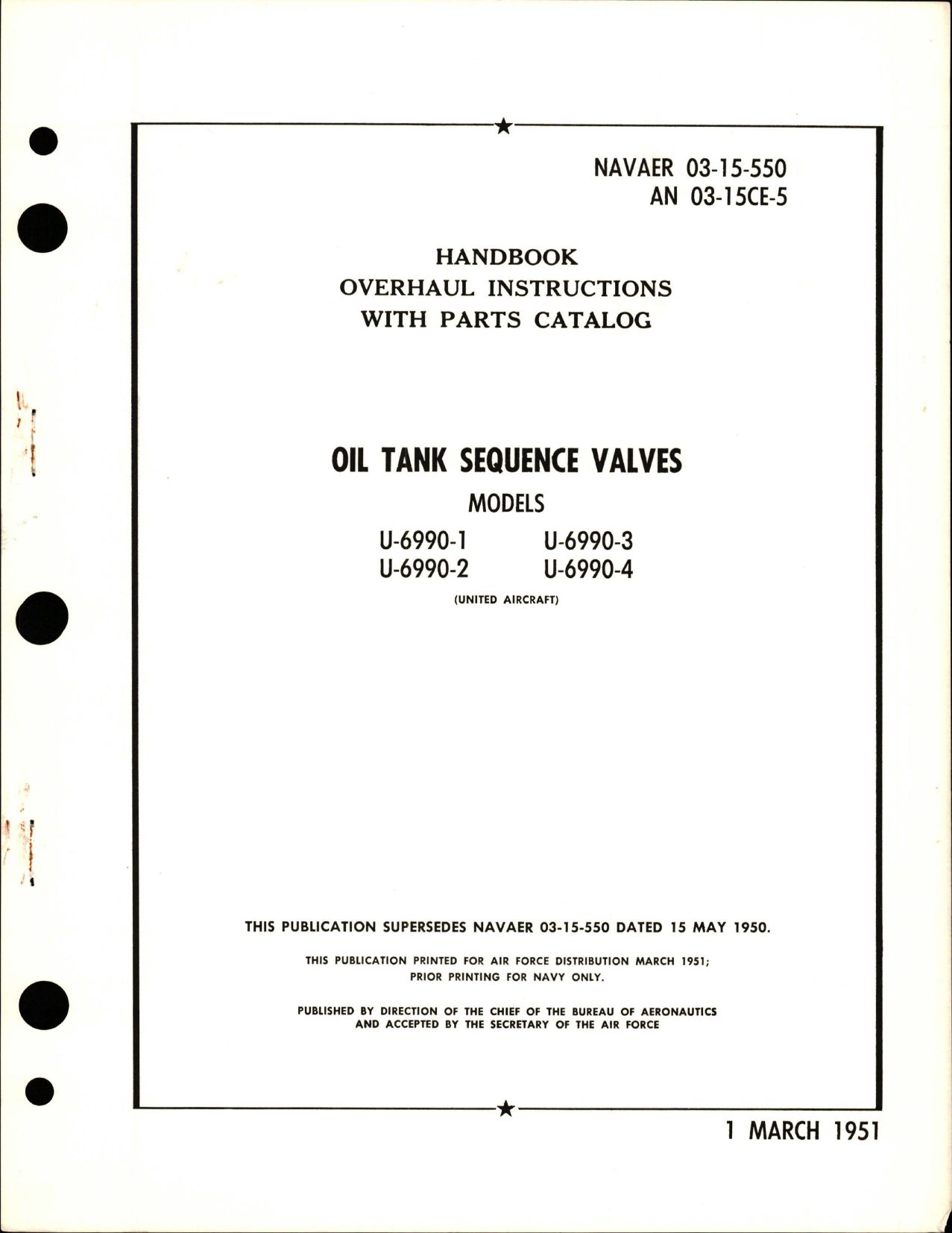 Sample page 1 from AirCorps Library document: Overhaul Instructions with Parts Catalog for Oil Tank Sequence Valves