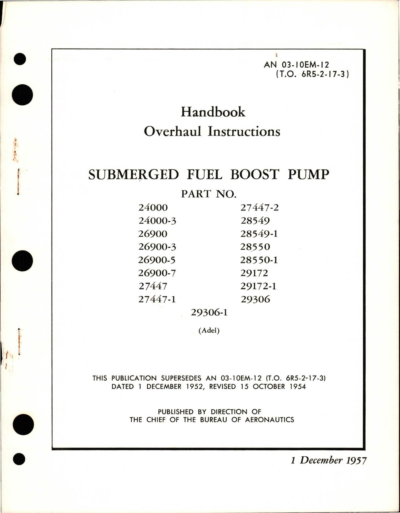 Sample page 1 from AirCorps Library document: Overhaul Instructions for Submerged Fuel Boost Pump