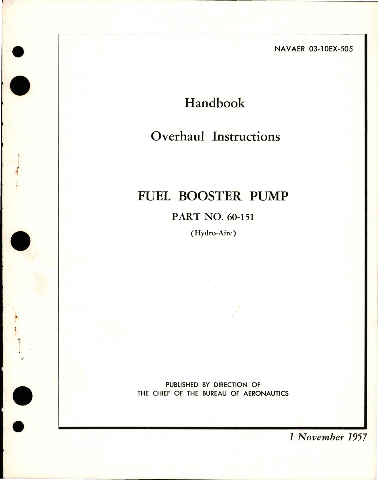 Sample page 1 from AirCorps Library document: Overhaul Instructions for Fuel Booster Pump - Part 60-151