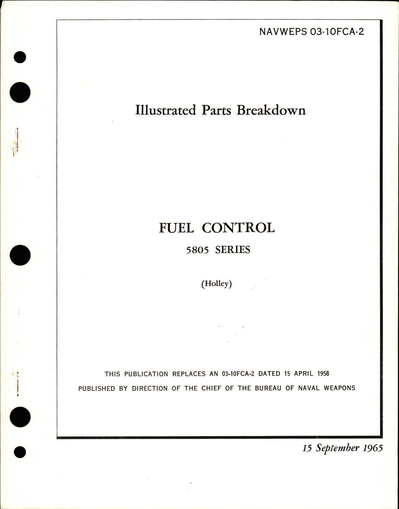 Sample page 1 from AirCorps Library document: Illustrated Parts Breakdown for Fuel Control - 5805 Series