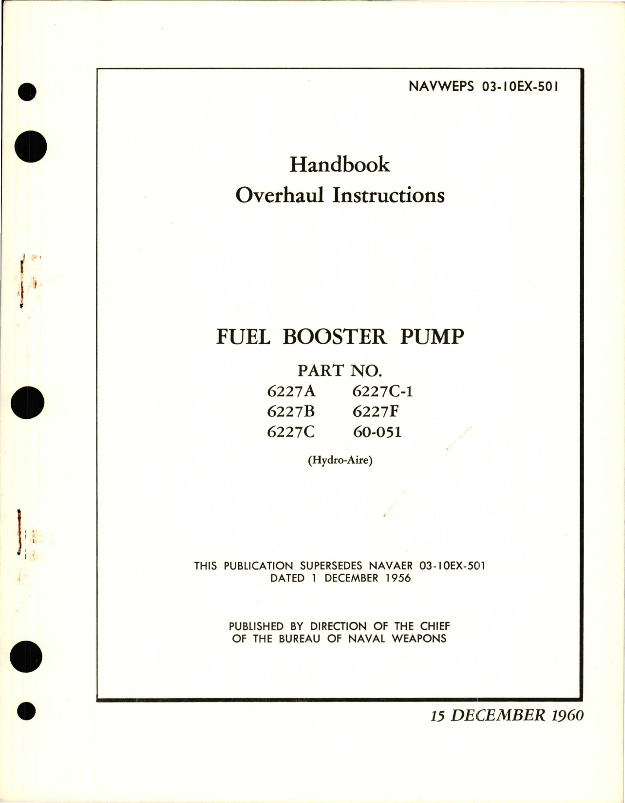 Sample page 1 from AirCorps Library document: Overhaul Instructions for Fuel Booster Pump
