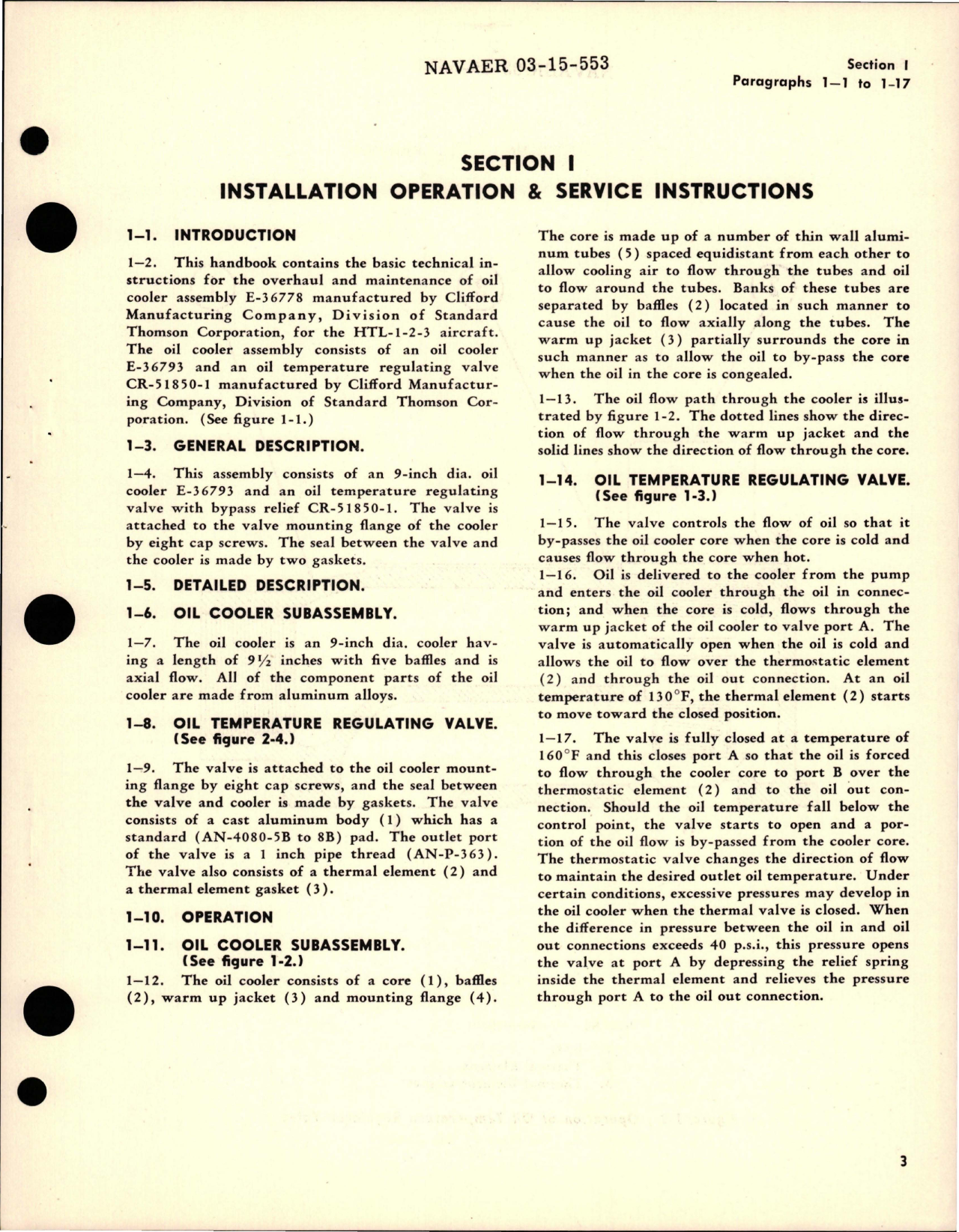 Sample page 5 from AirCorps Library document: Operation, Service and Overhaul Instructions with Parts for Oil Cooler Assembly - Model E-36778