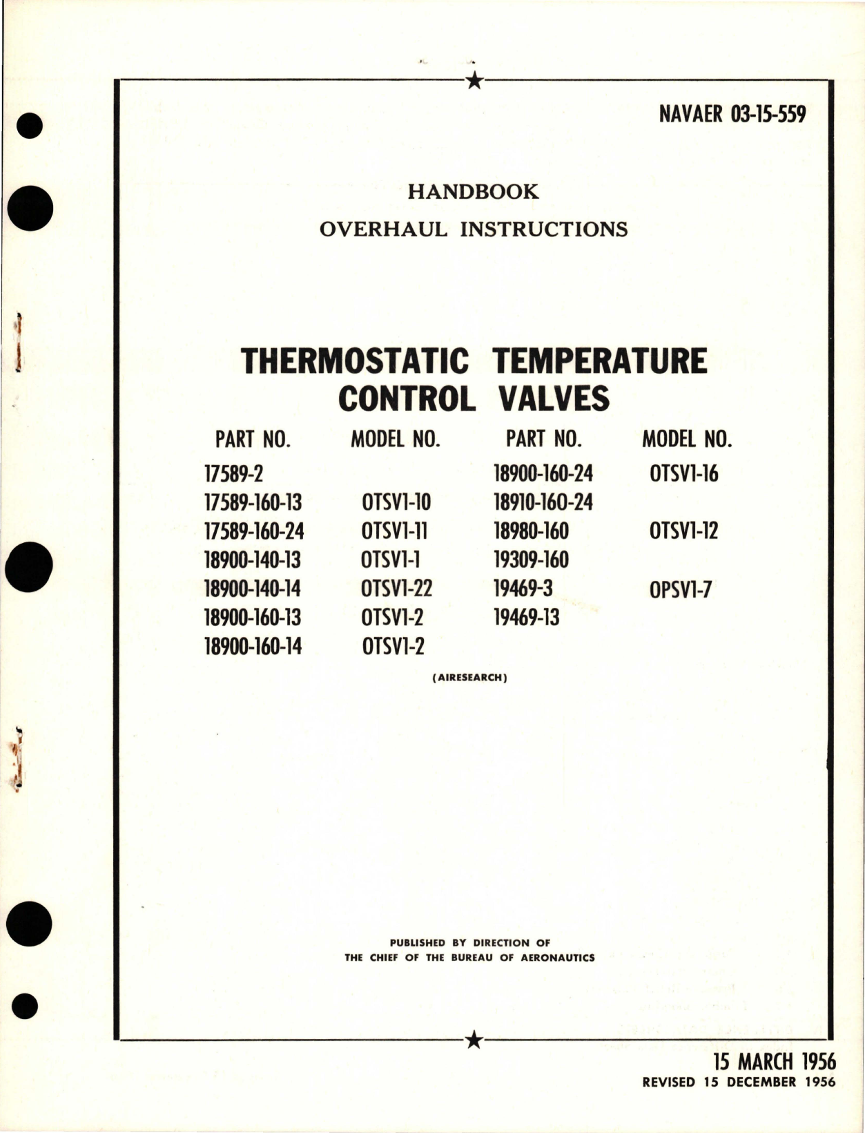 Sample page 1 from AirCorps Library document: Overhaul Instructions for Thermostatic Temperature Control Valves