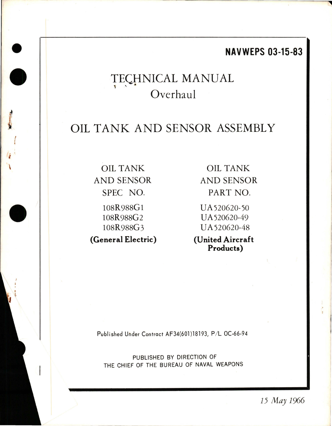 Sample page 1 from AirCorps Library document: Overhaul for Oil Tank and Sensor Assembly