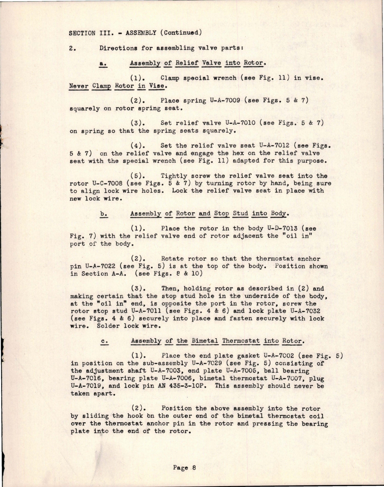 Sample page 9 from AirCorps Library document: Service Manual and Parts List for Bimetallic Oil Temperature Control Valve - Types M-1 and M-2