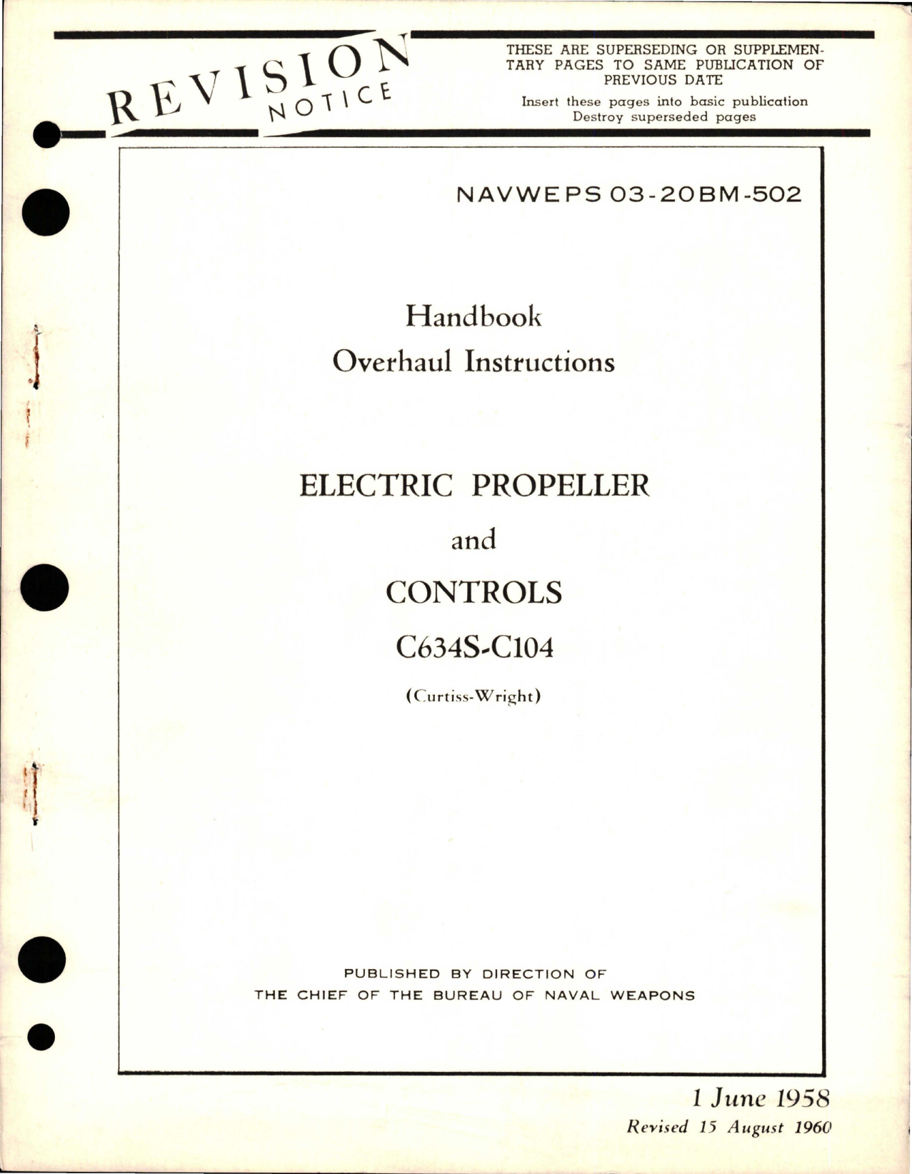 Sample page 1 from AirCorps Library document: Overhaul Instructions for Electric Propeller and Controls - C634S-C104 