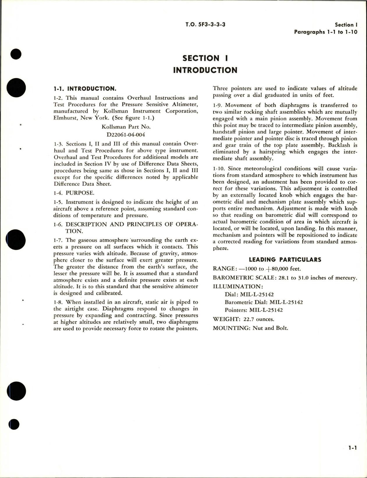 Sample page 5 from AirCorps Library document: Overhaul for Pressure Sensitive Altimeters - Parts D22061 04 004 and D22061 04 010