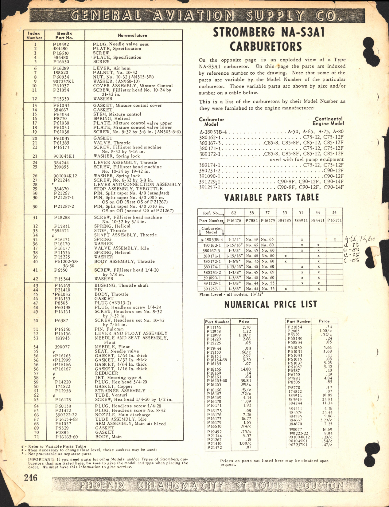 Sample page 1 from AirCorps Library document: Stromberg NA-S3A1 Carburetors