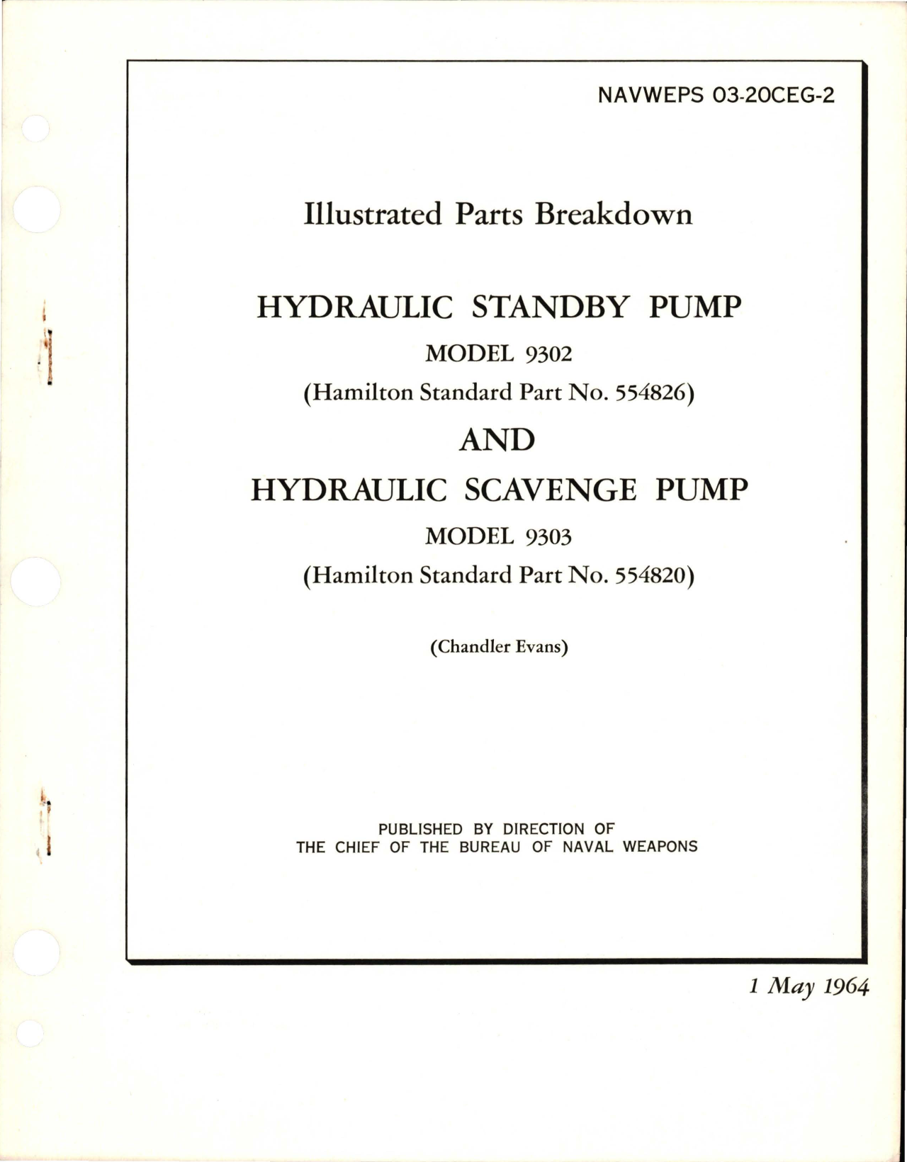 Sample page 1 from AirCorps Library document: Illustrated Parts Breakdown for Hydraulic Standby Pump and Hydraulic Scavenge Pump