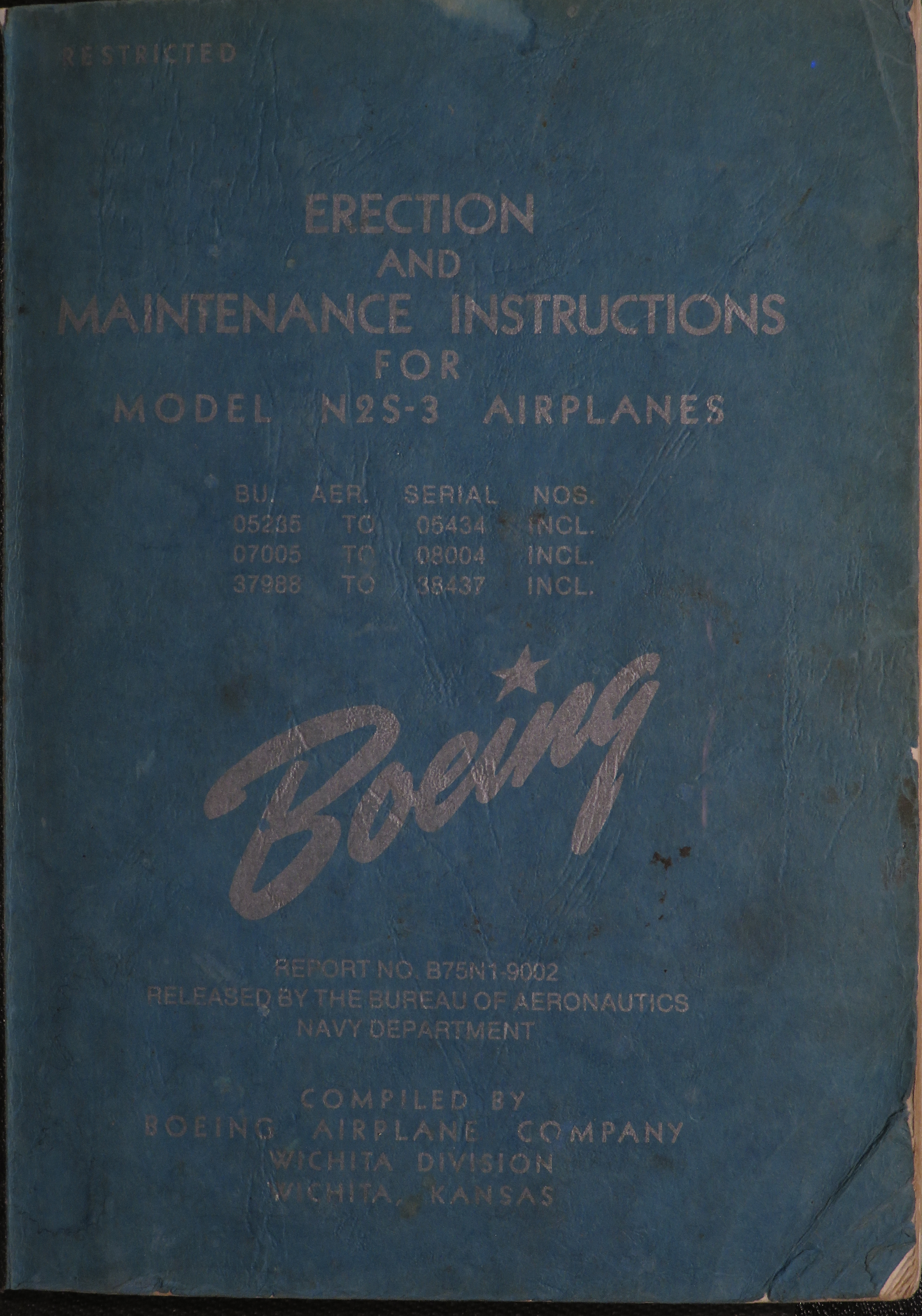 Sample page 1 from AirCorps Library document: Erection and Maintenance Instructions for N2S-3