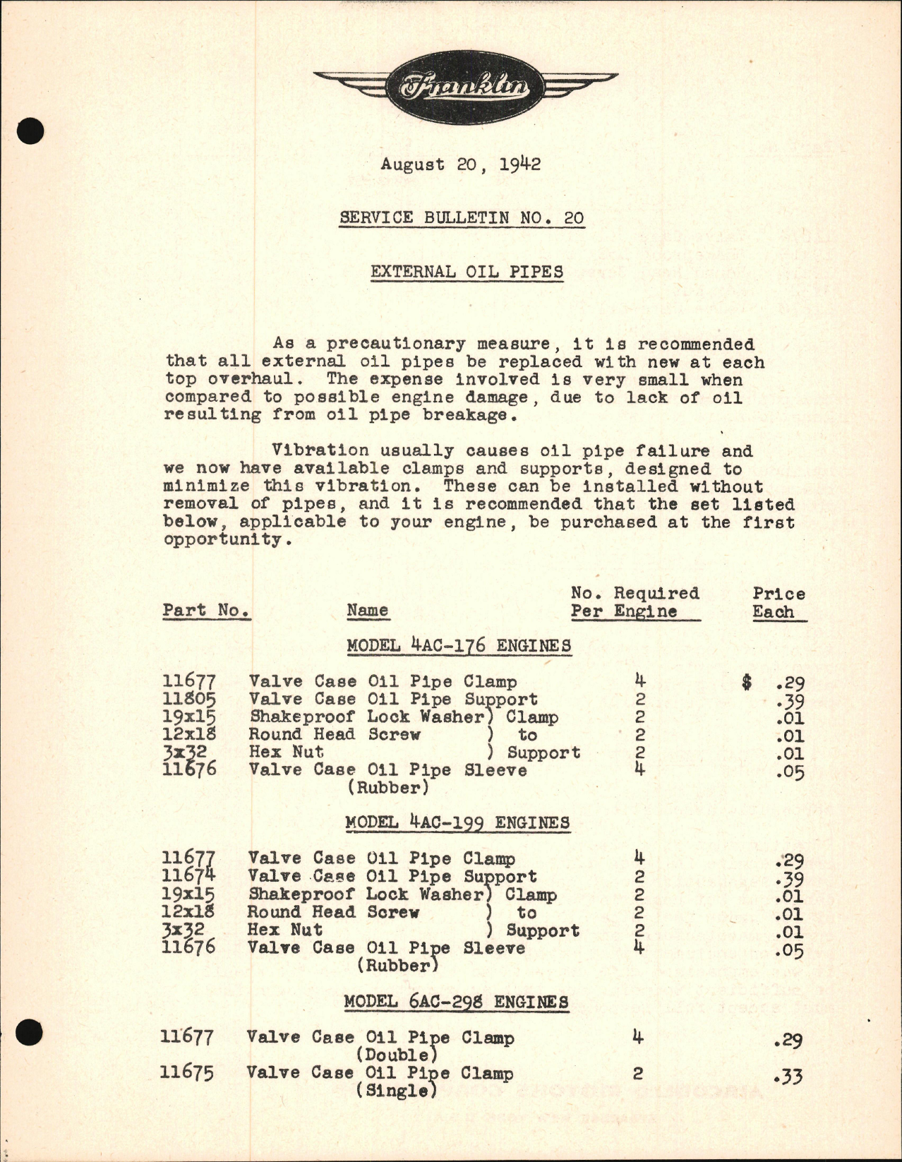 Sample page 1 from AirCorps Library document: External Oil Pipes