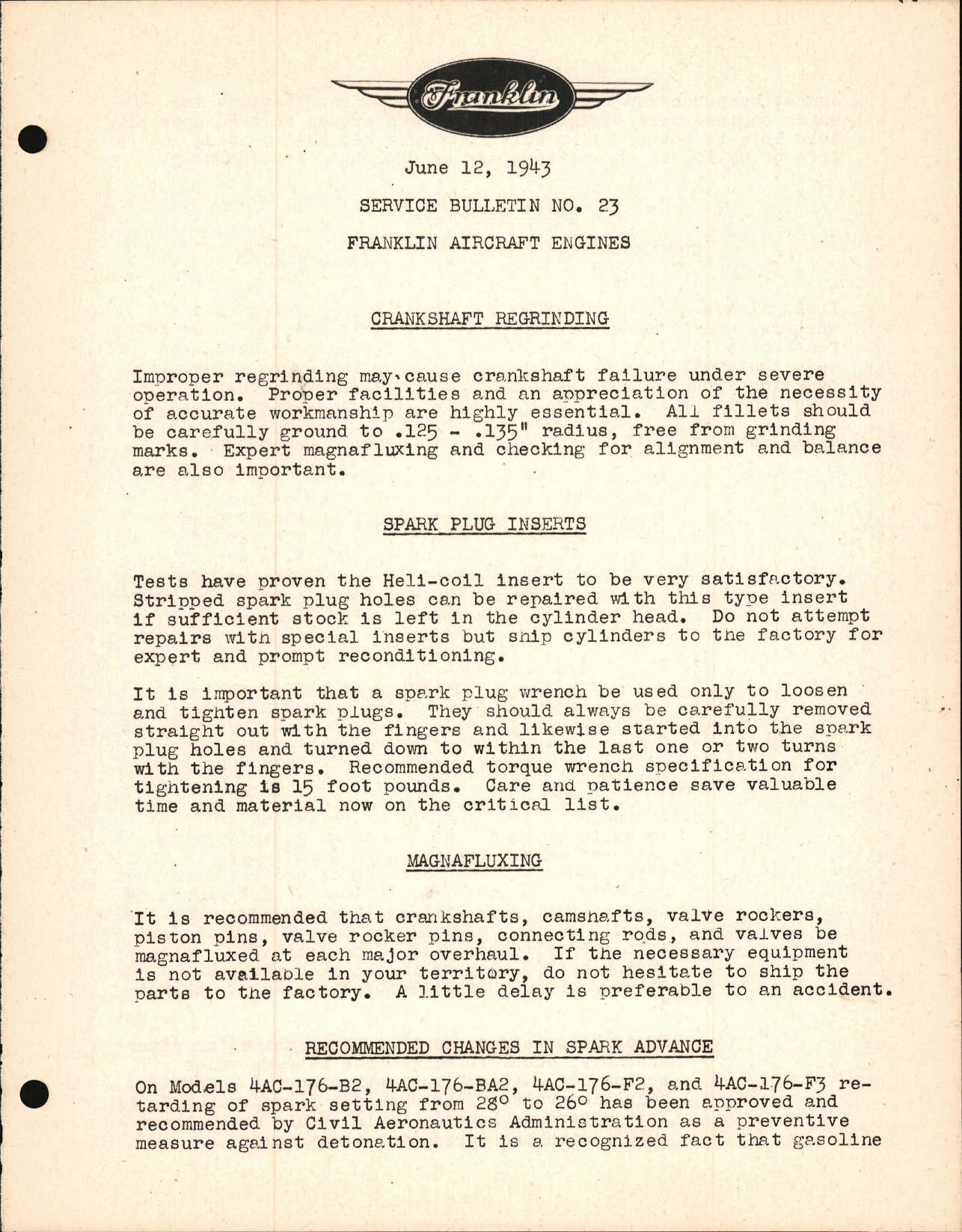 Sample page 1 from AirCorps Library document: Crankshaft Regrinding